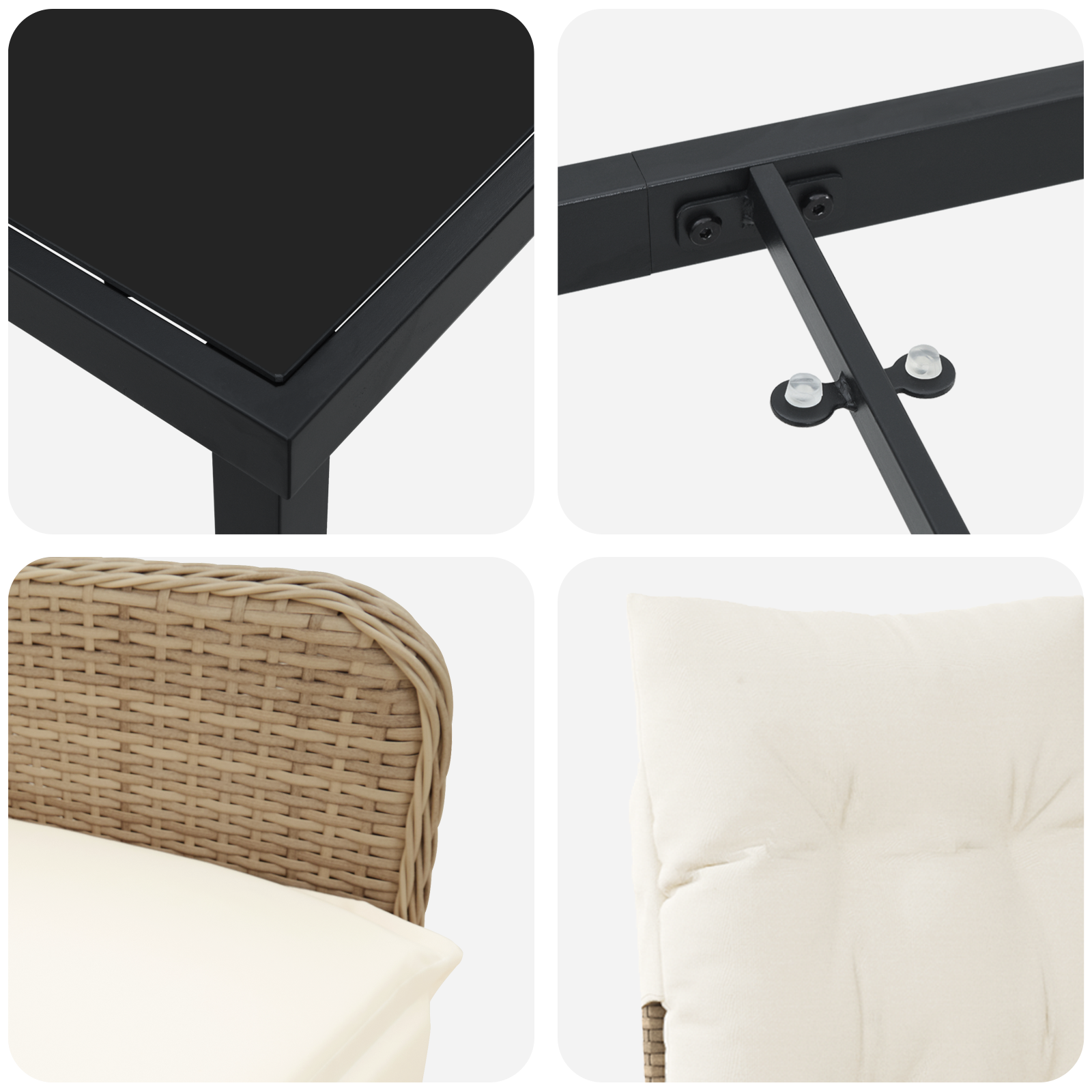 5 частен градински комплект за хранене с възглавници Бежов поли ратан - Image 9