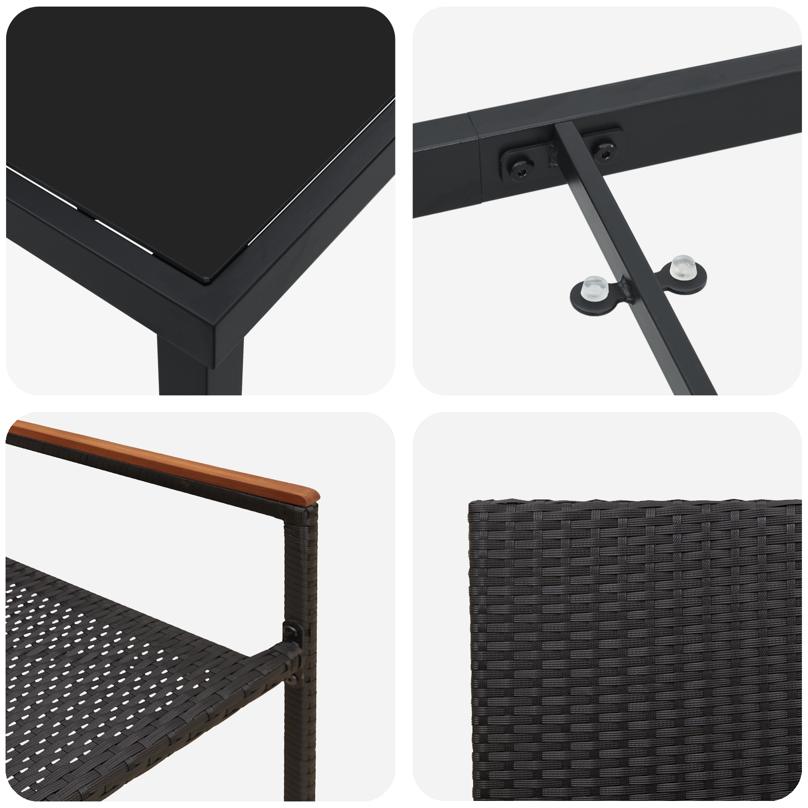 5-частов комплект за градинско хранене Черен Полиратан - Image 9