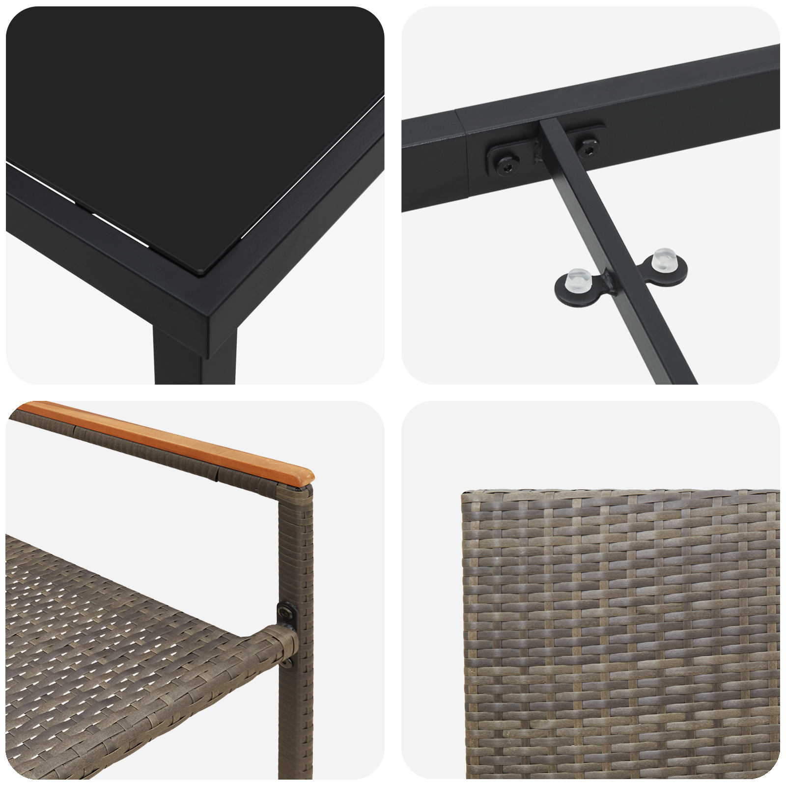 комплект градинска трапезария с три части - сив полиротан - Image 9