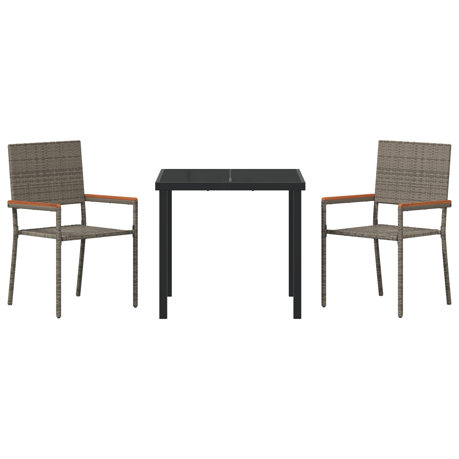 комплект градинска трапезария с три части - сив полиротан - Image 7