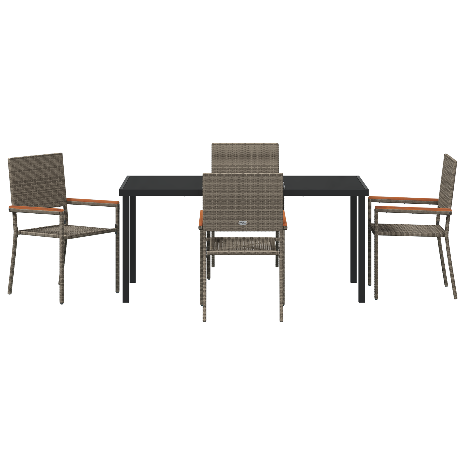 5-частен градински сет за хранене сив полиратан - Image 7