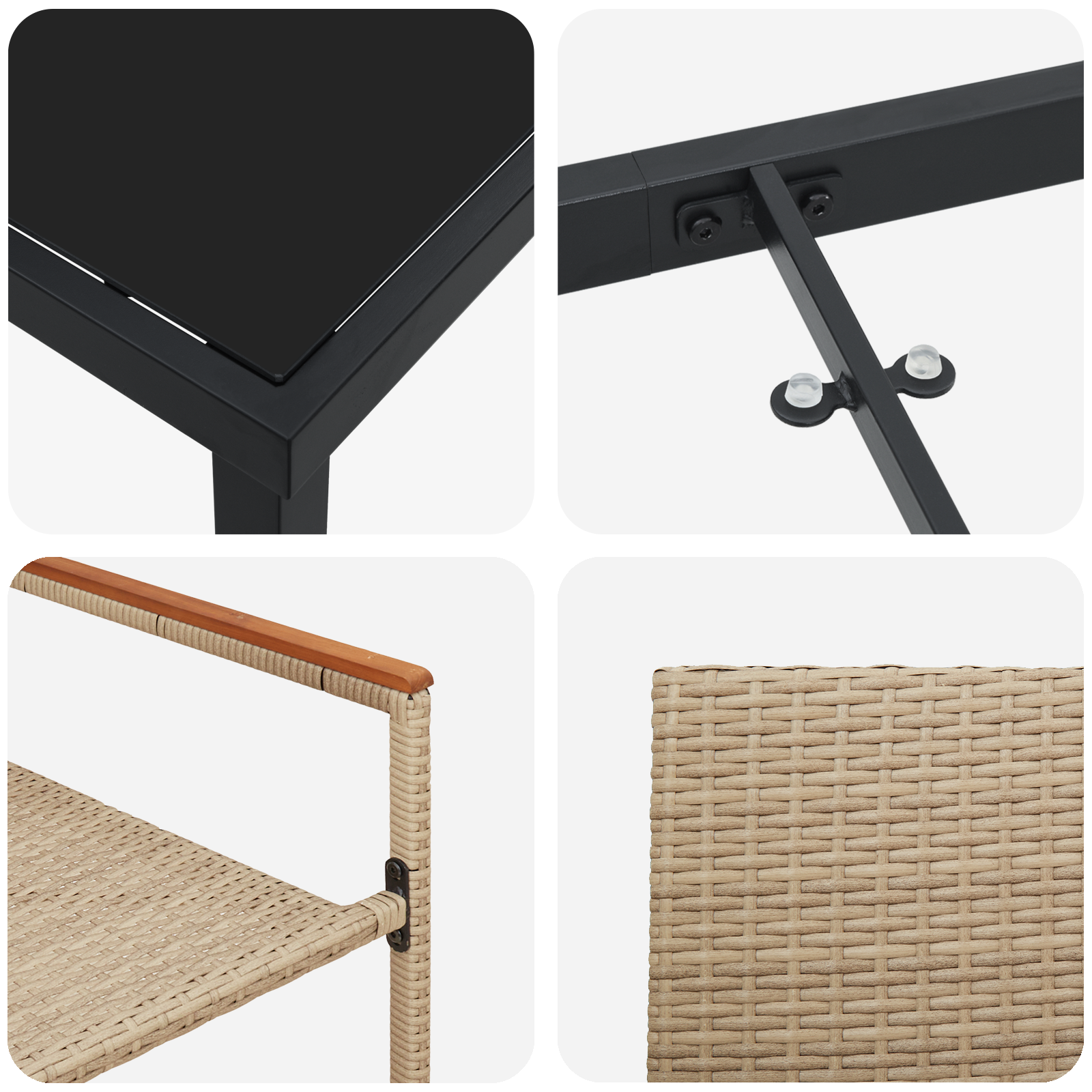 градински комплект от 9 части бежово полиплетен - Image 9