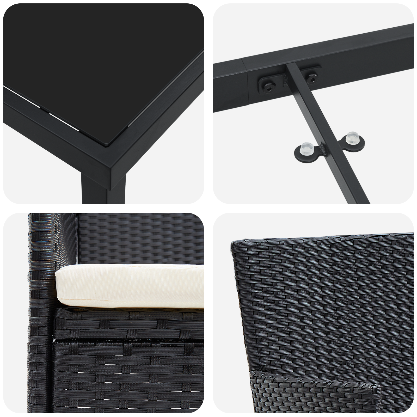 комплект градински трапезарен стол черен полиратан - Image 9