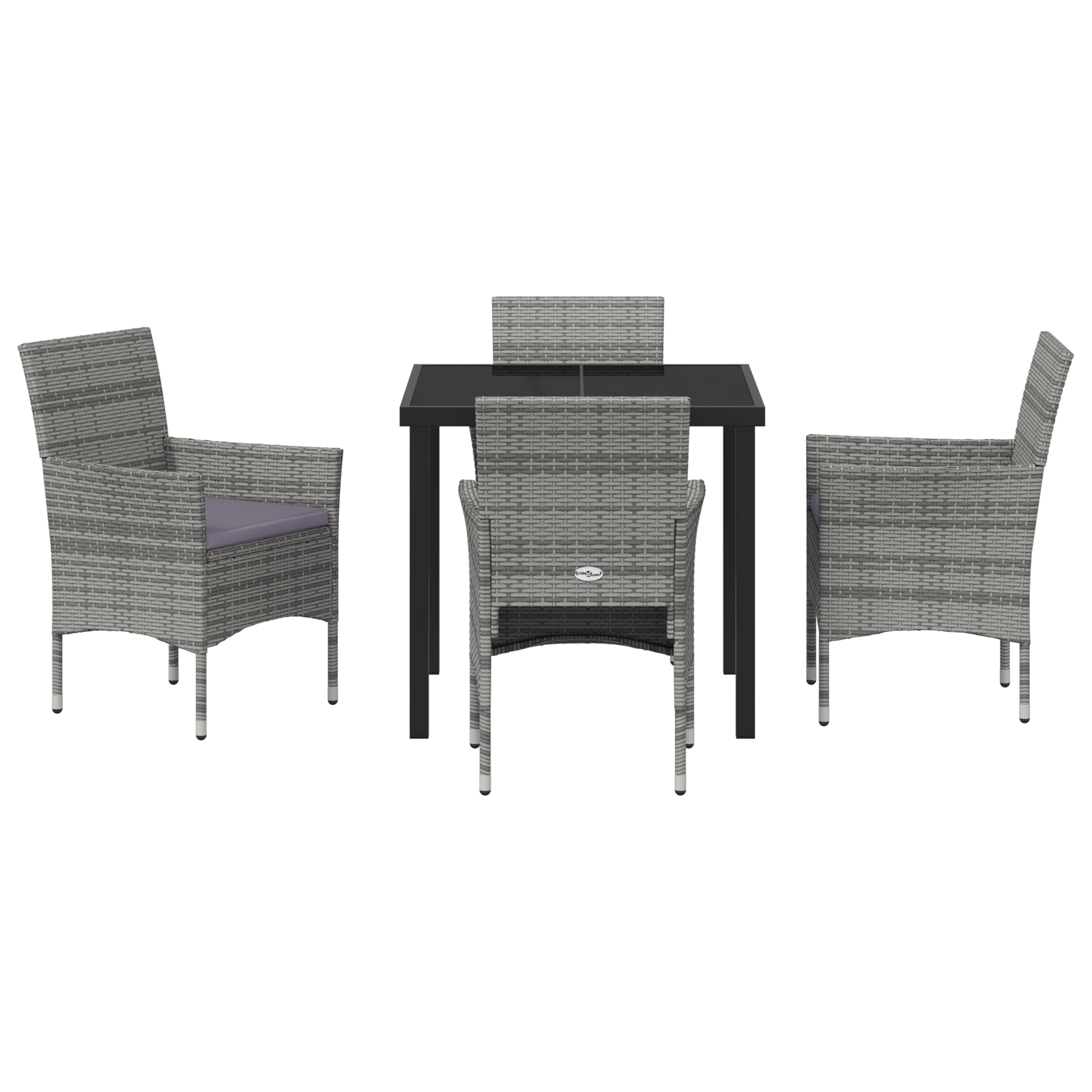 5 части градински трапезен комплект Сив Полиратан - Image 7