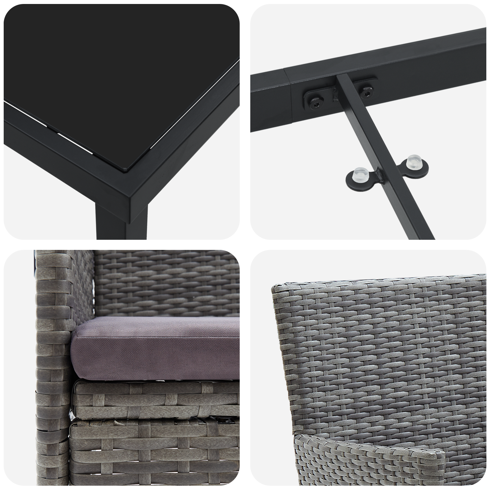 7-частен градински комплект за трапезария сив полиратан - Image 9