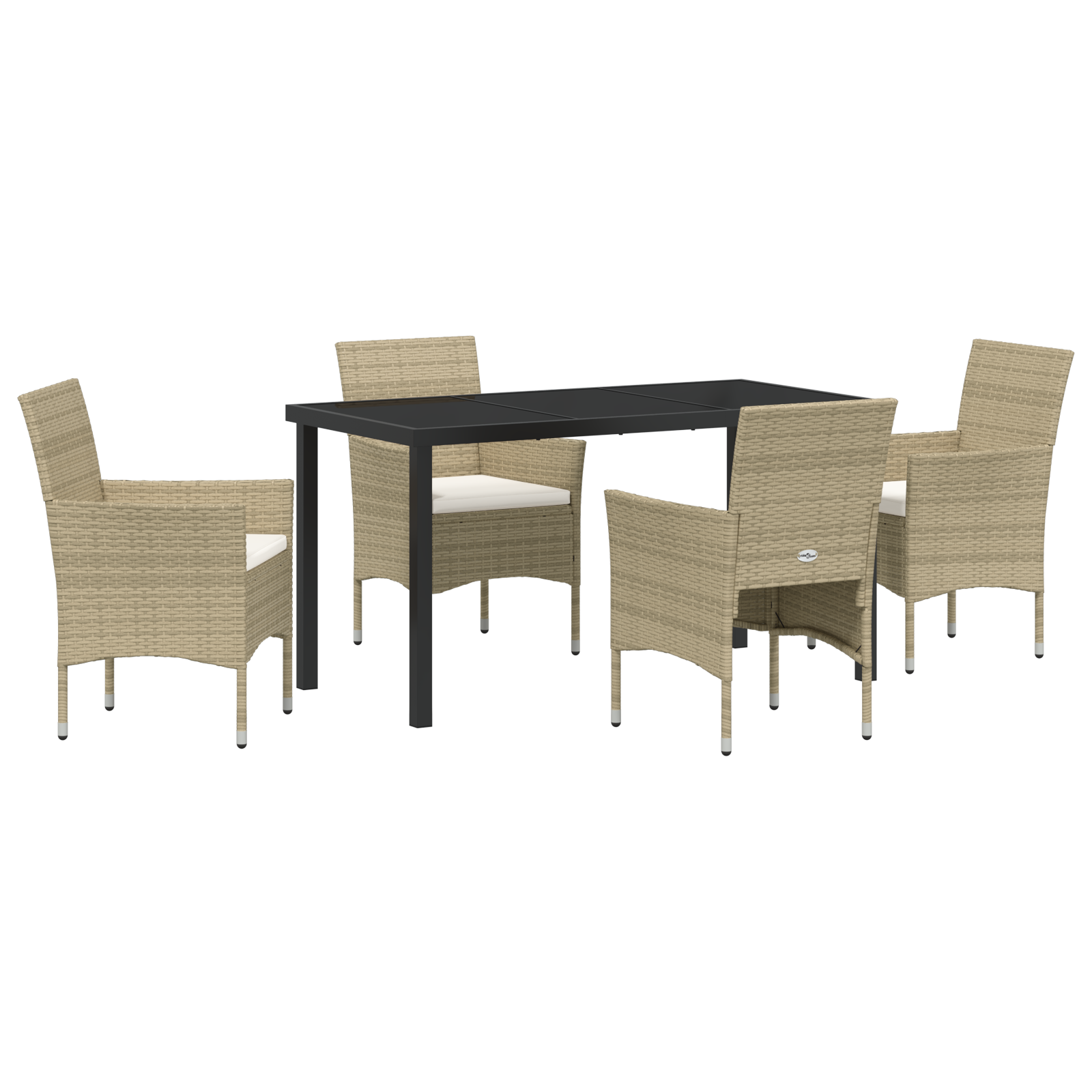 5 Частен Градински Трапезен Комплект Бежов Полимер Ратан - Image 2