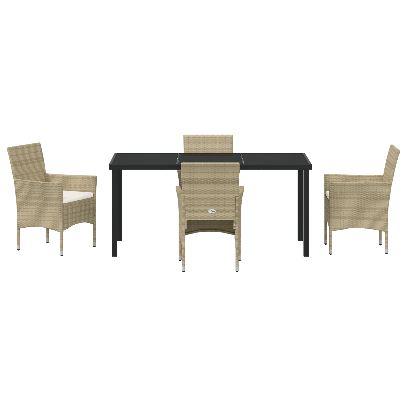 5 Часов Градински Трапезарен Комплект Бежов Полиратан - Image 7