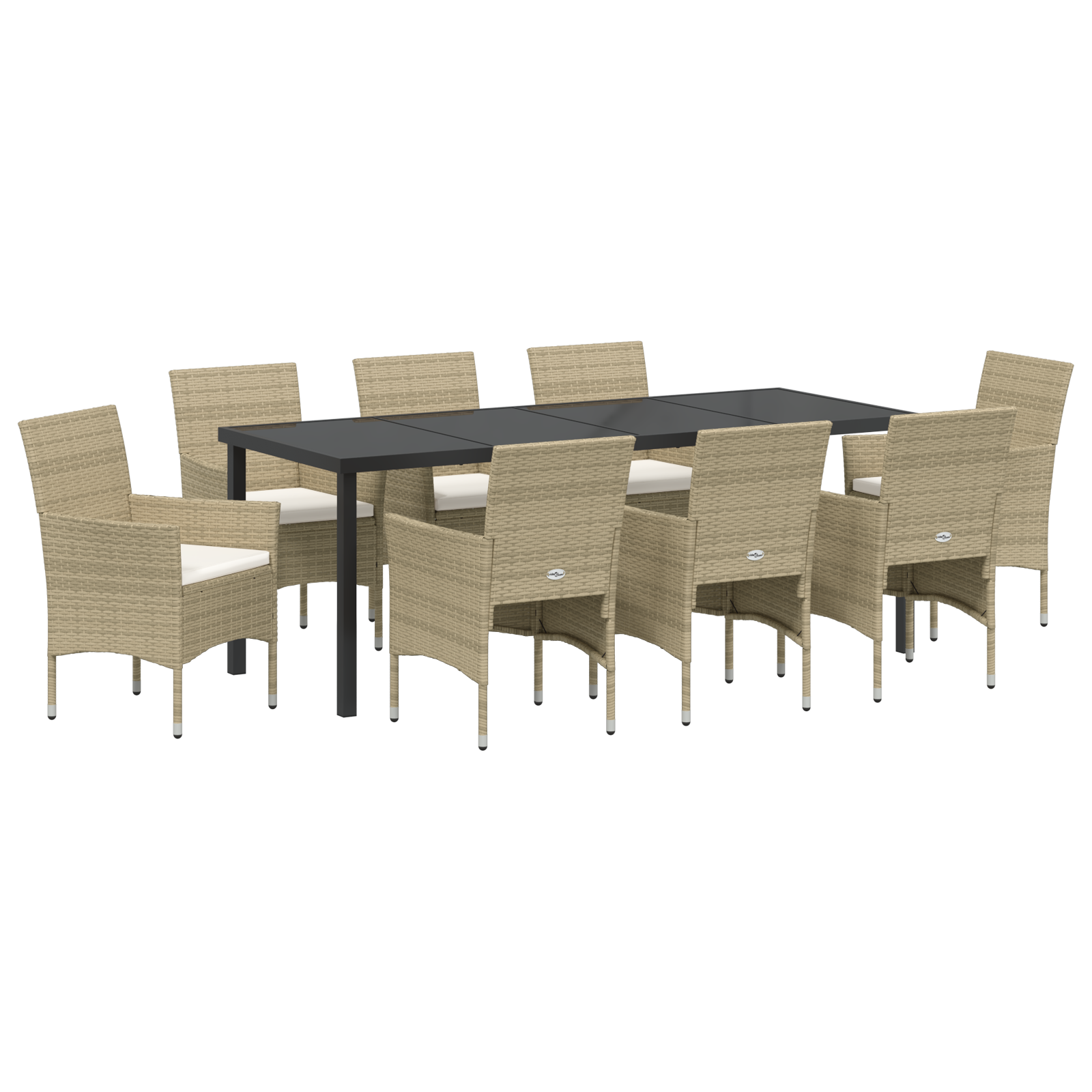 Комплект от 4 градински трапезни стола Бежов Полиратан - Image 2