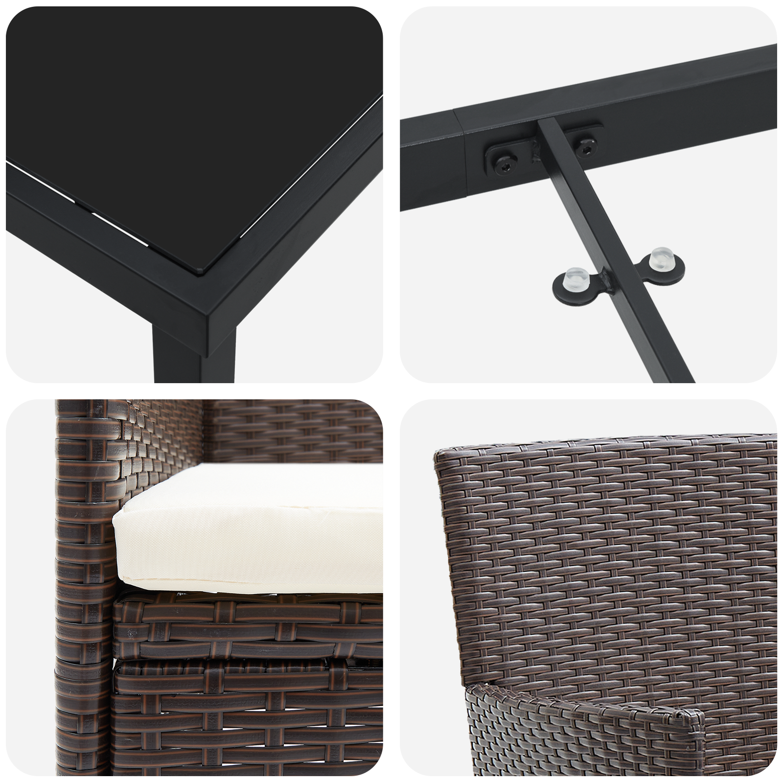 Комплект от 5 градински столове кафяв полиратан - Image 9