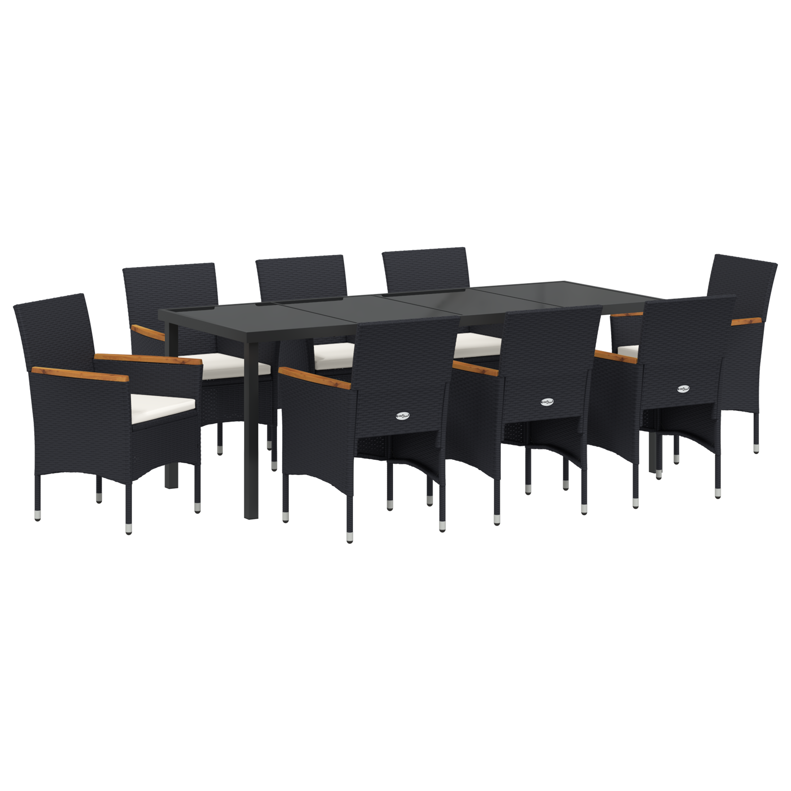 9 Часов комплект градински маси черен поли ратан - Image 2