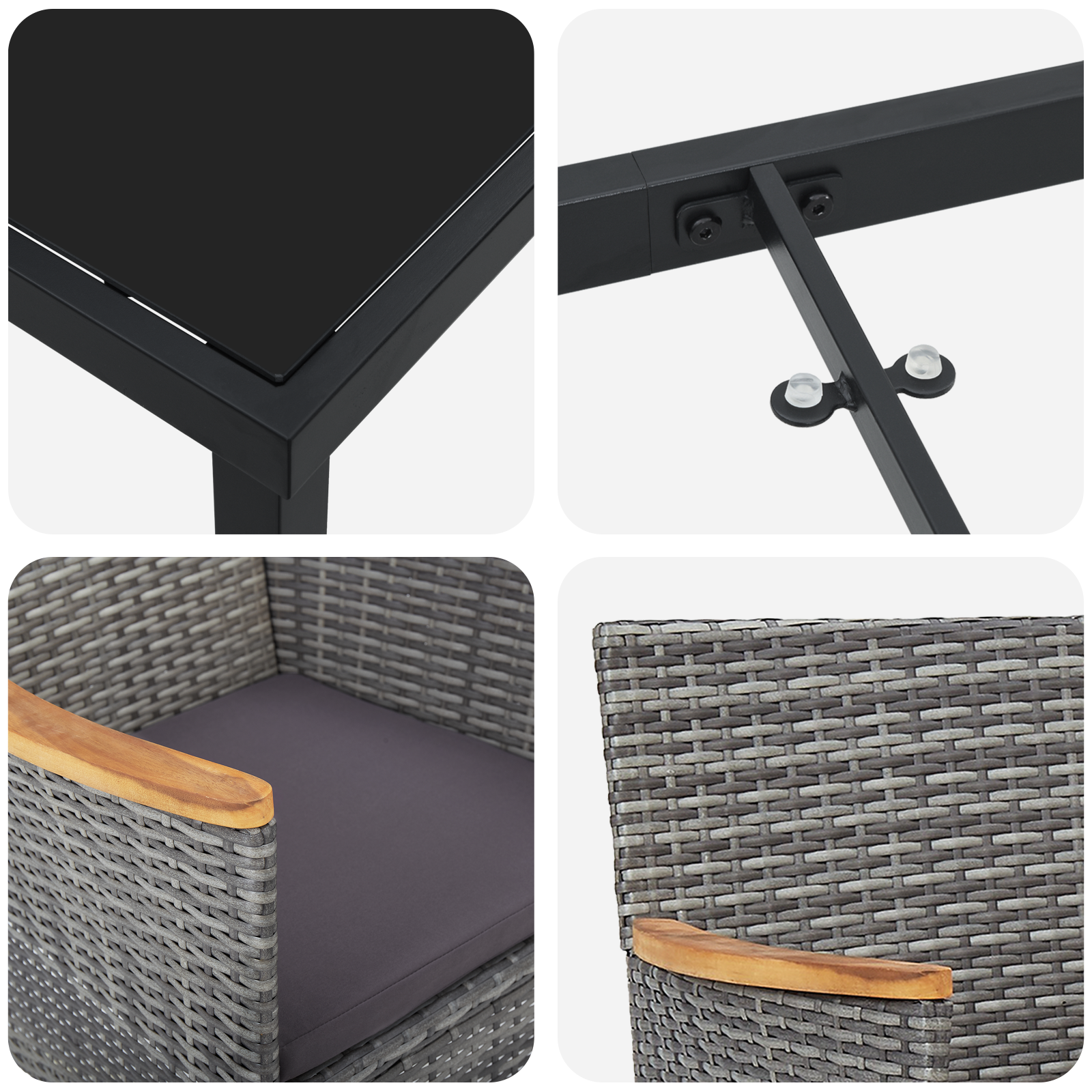 3 частен градински комплект за хранене сив поли ратан - Image 9