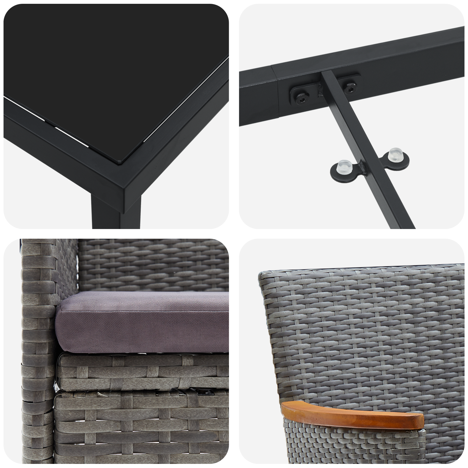 Комплект за градинско хранене 5 части Сиво Полиратан - Image 9