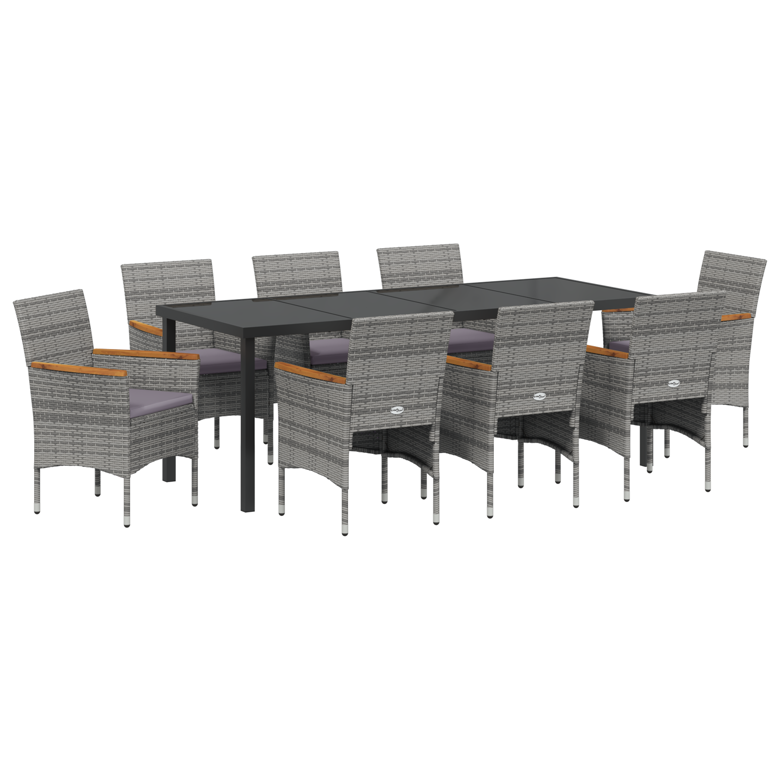 Thumbnail - vidaXL 9-teilige Garten-Essgruppe in Grau aus Poly Rattan