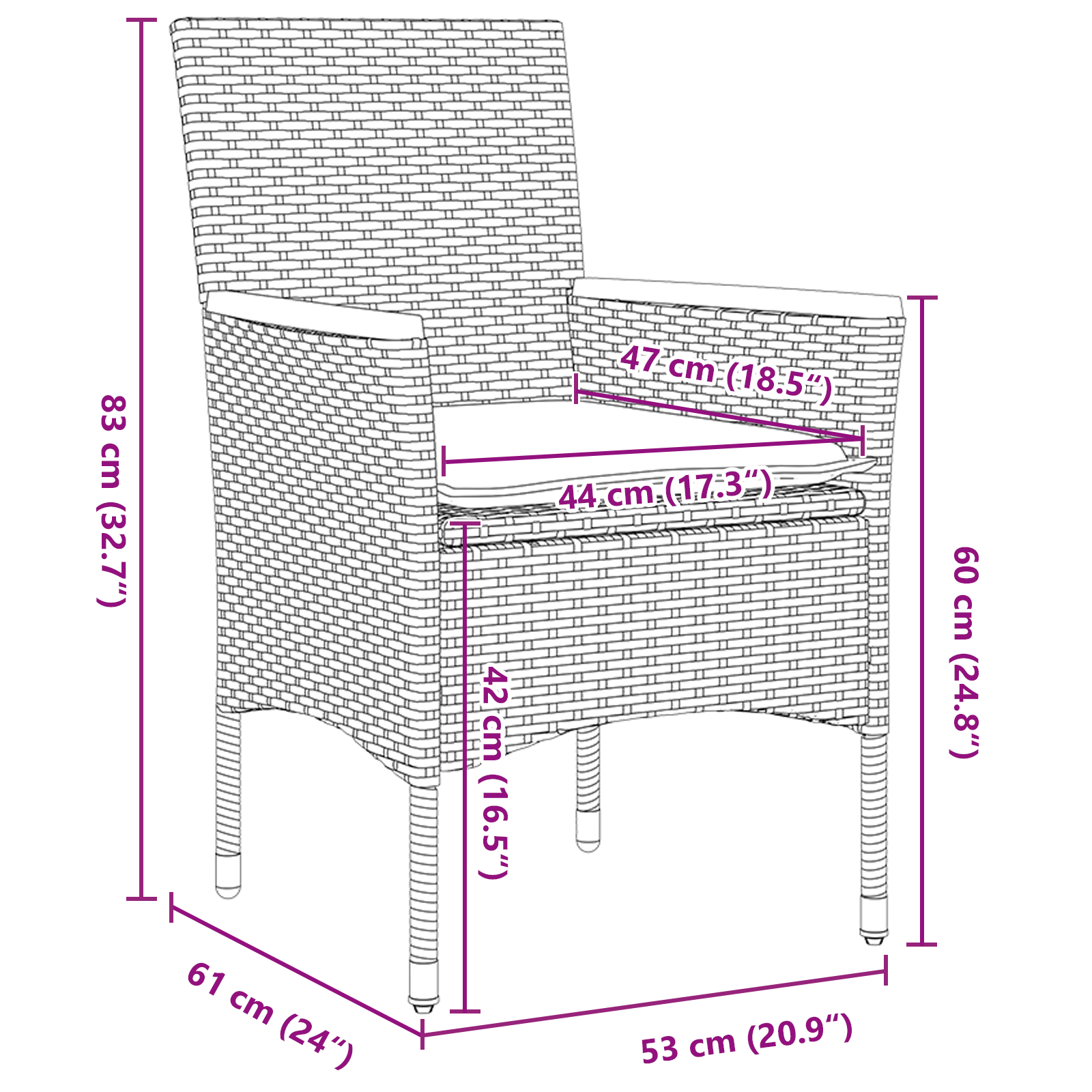 3-частен градински комплект с възглавници Черен полиратан - Image 10