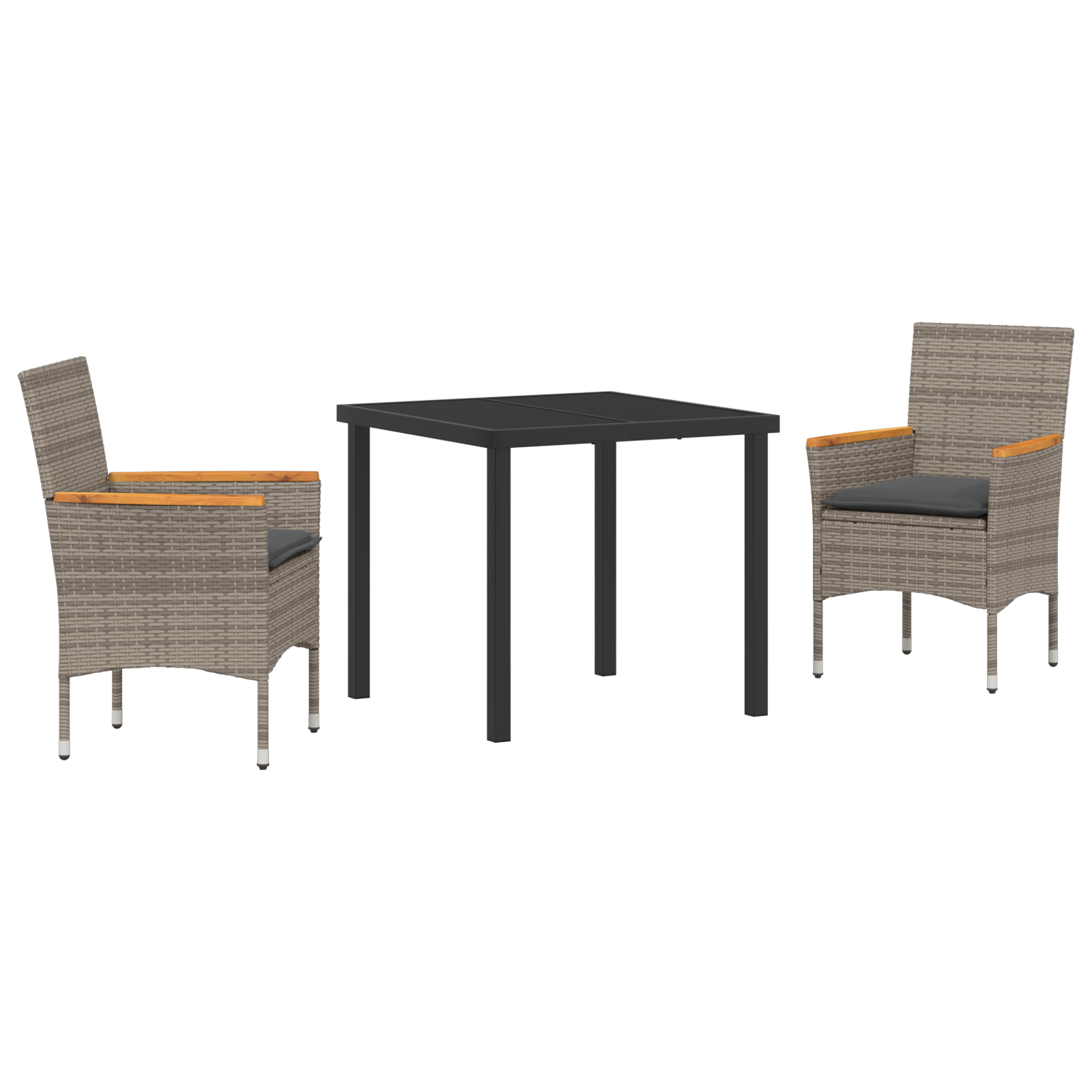 3-частен градински комплект за хранене с възглавници Сив поли ратан - Image 2