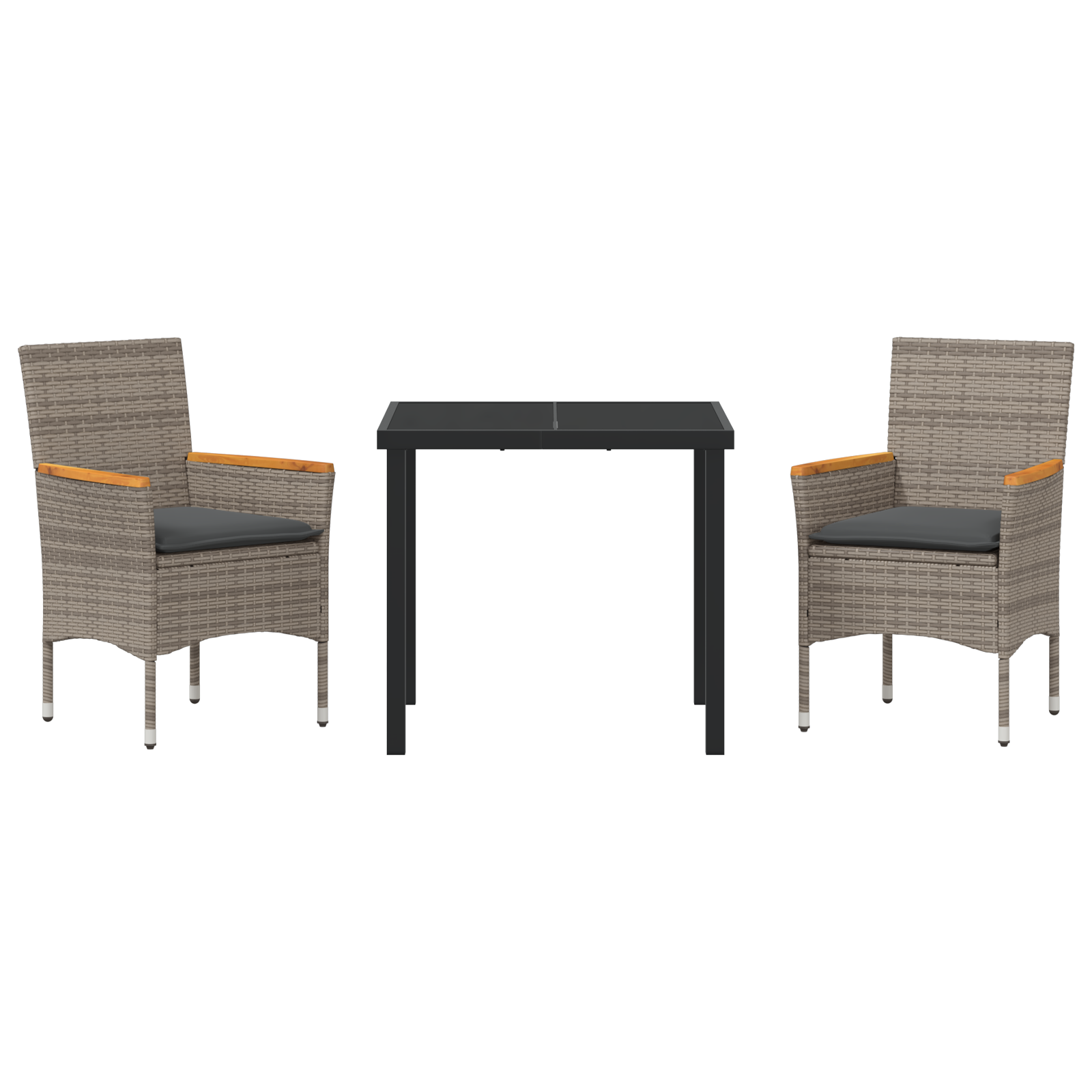 3-частен градински комплект за хранене с възглавници Сив поли ратан - Image 7