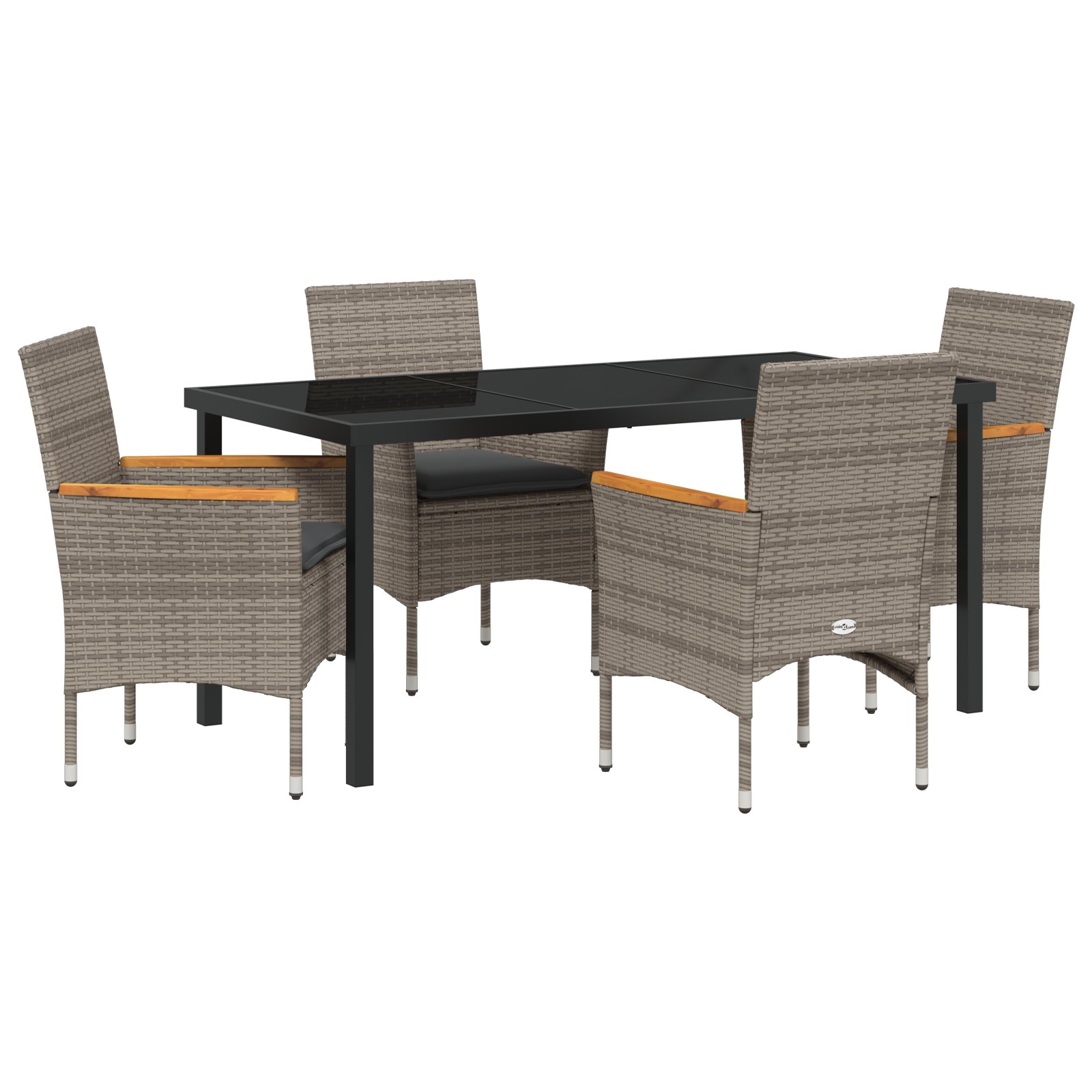 Комплект за хранене в градината с 5 части и възглавнички сив полиратан - Image 2