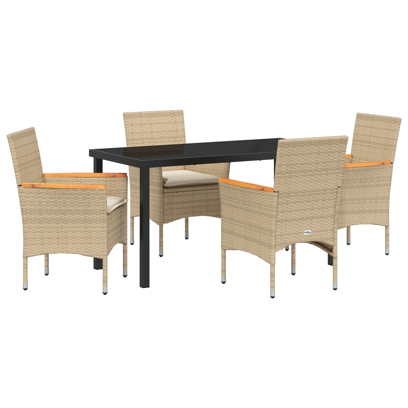 Thumbnail - vidaXL 5-teilige Garten-Essgruppe mit Kissen Beige Poly-Rattan