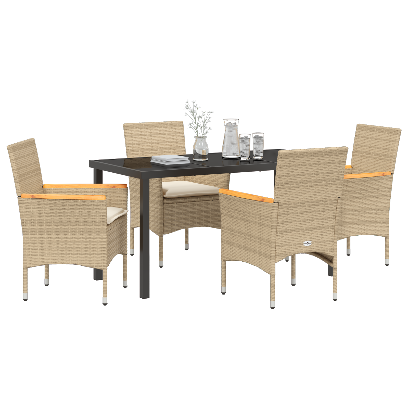 Thumbnail - vidaXL 5-teilige Garten-Essgruppe mit Kissen Beige Poly-Rattan