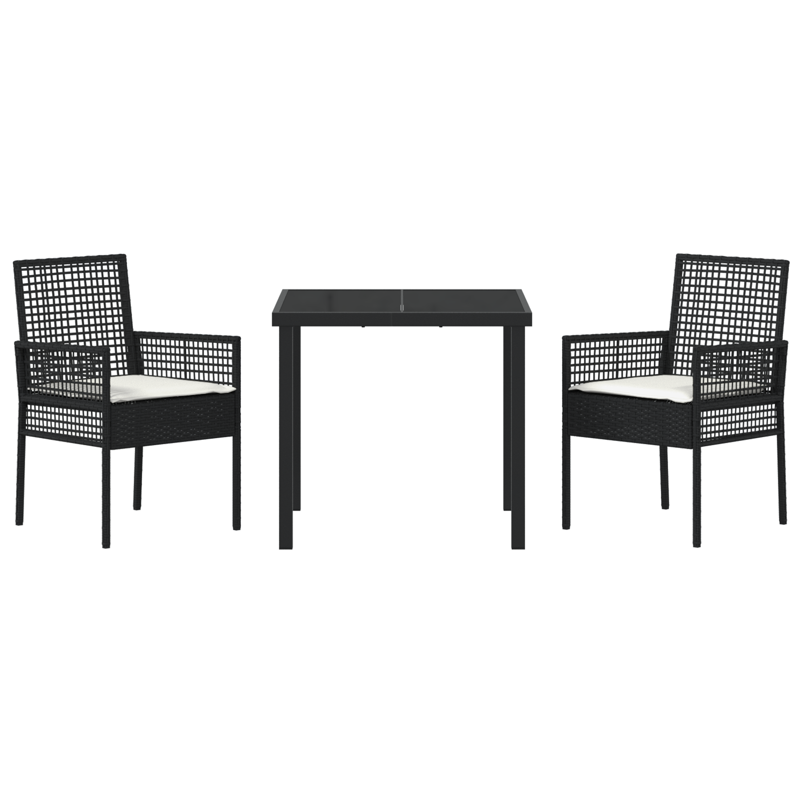 3 части градински комплект с възглавници Черен поли ратан - Image 7