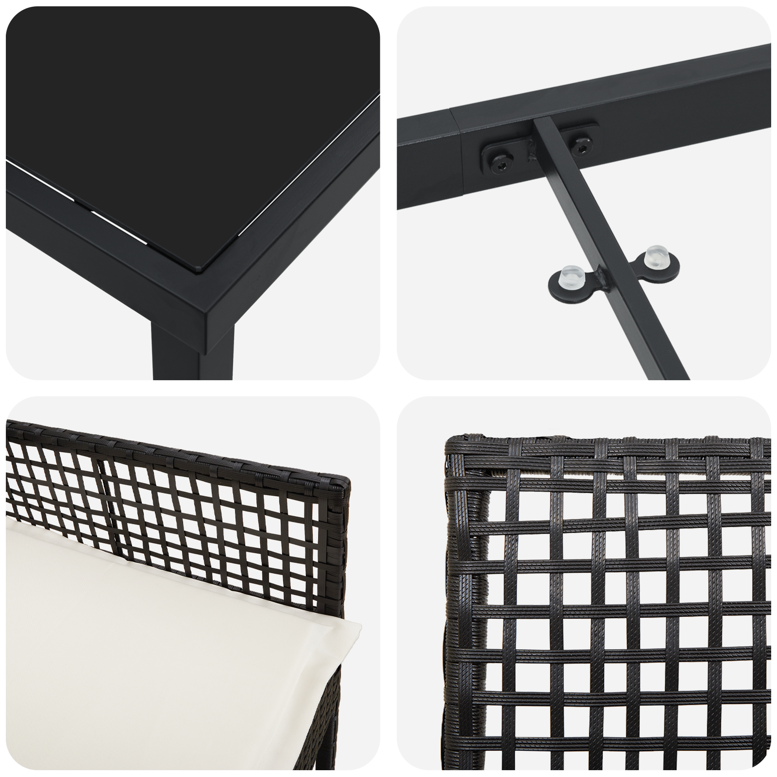 Комплект за хранене в градината с възглавници Черен полиратан - Image 9