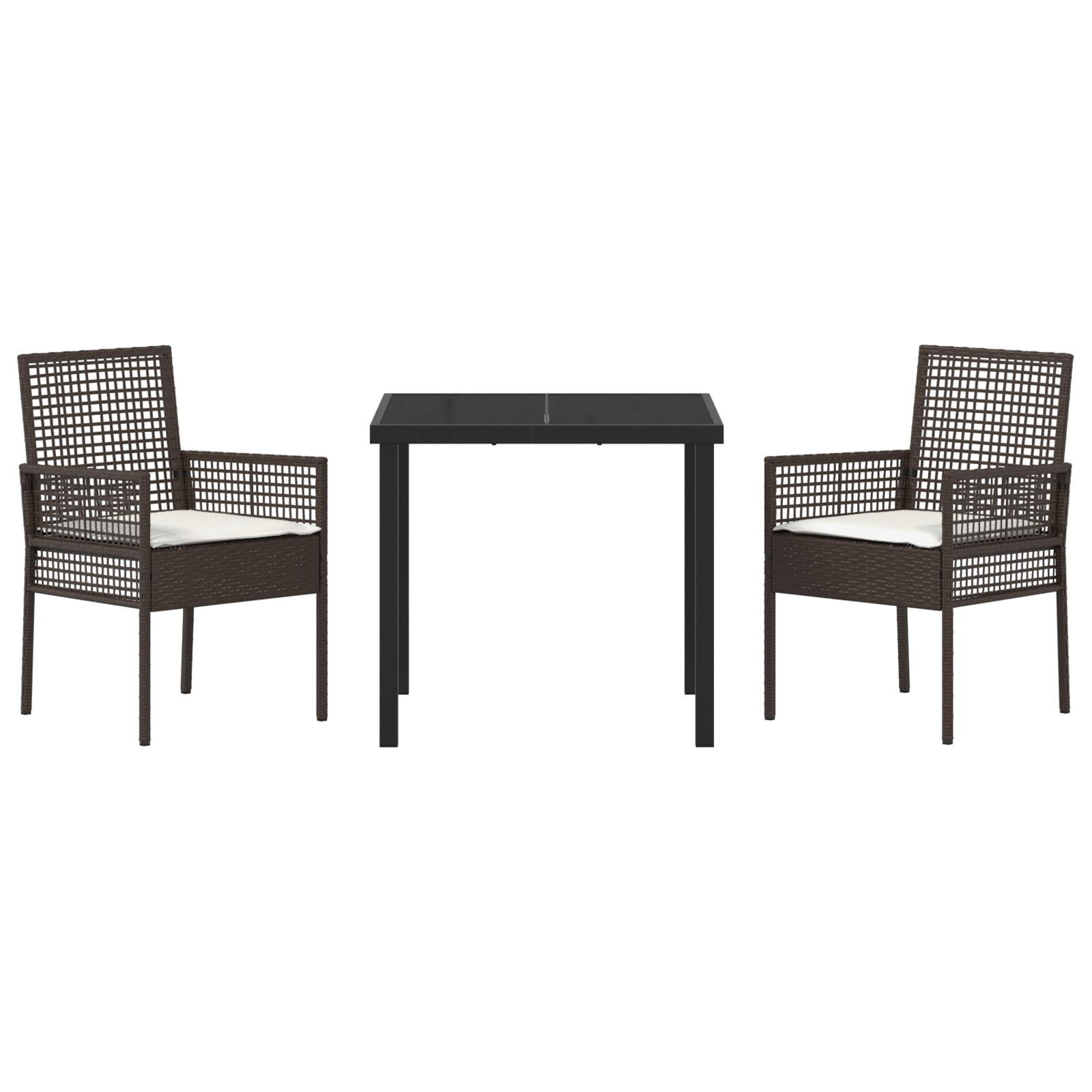 Комплект от 3 части за хранене в градината с възглавници Кафяв Полиратан - Image 7