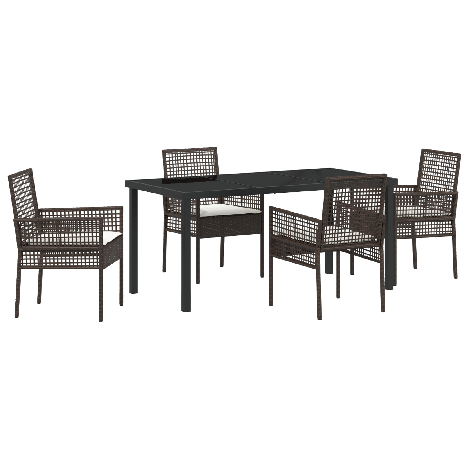 Thumbnail - vidaXL 5-teiliges Garten Esstischset mit Kissen Braun Poly Rattan