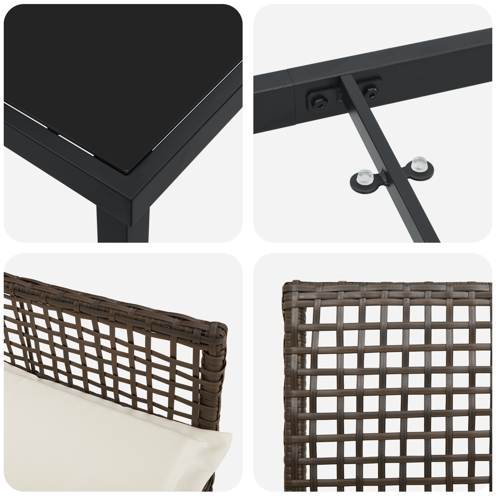 7 Частен Градински Трапезен Комплект с Възглавници Кафяв Полирани Ратан - Image 9