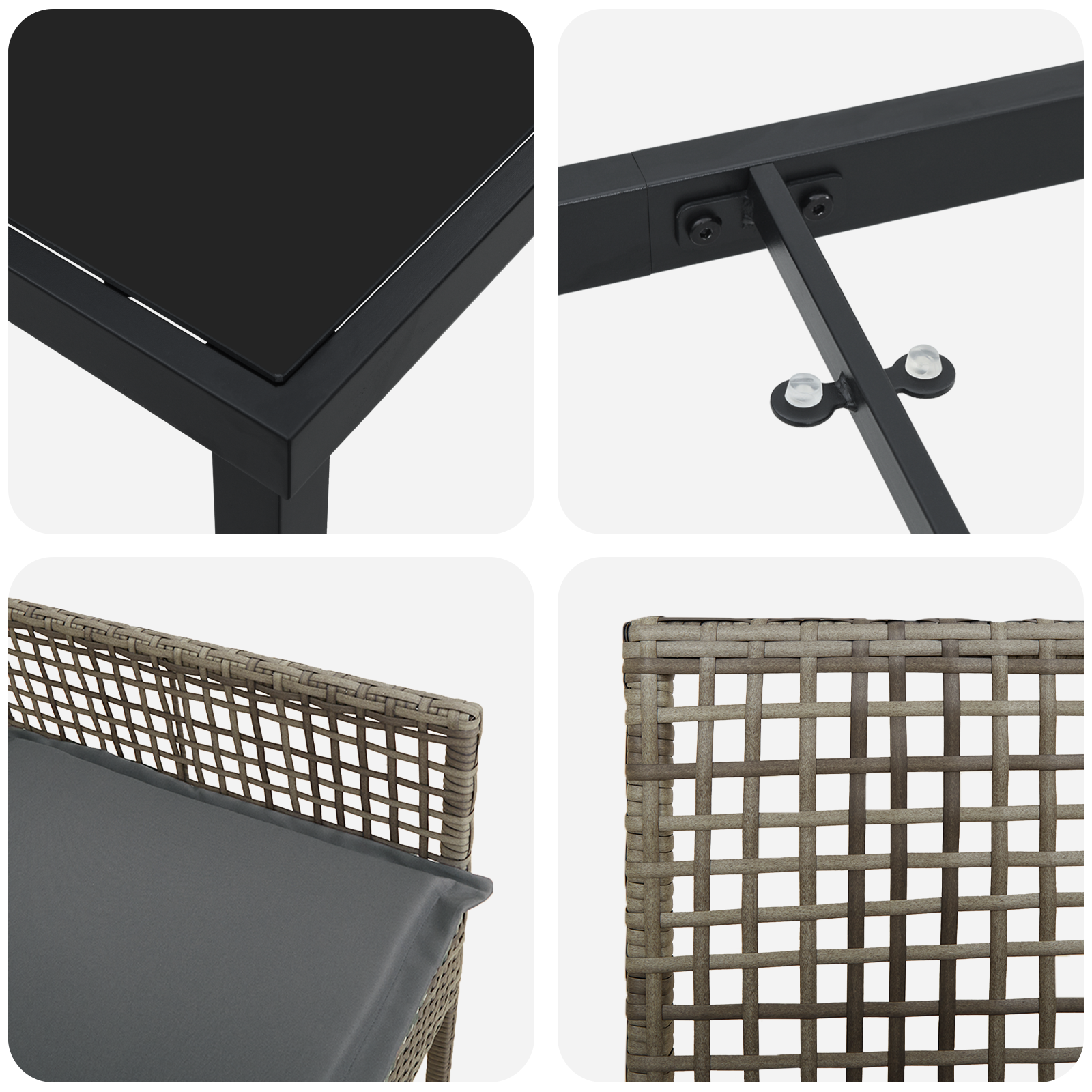 3 Частен градински трапезен комплект с възглавнички Сив Полиратан - Image 9