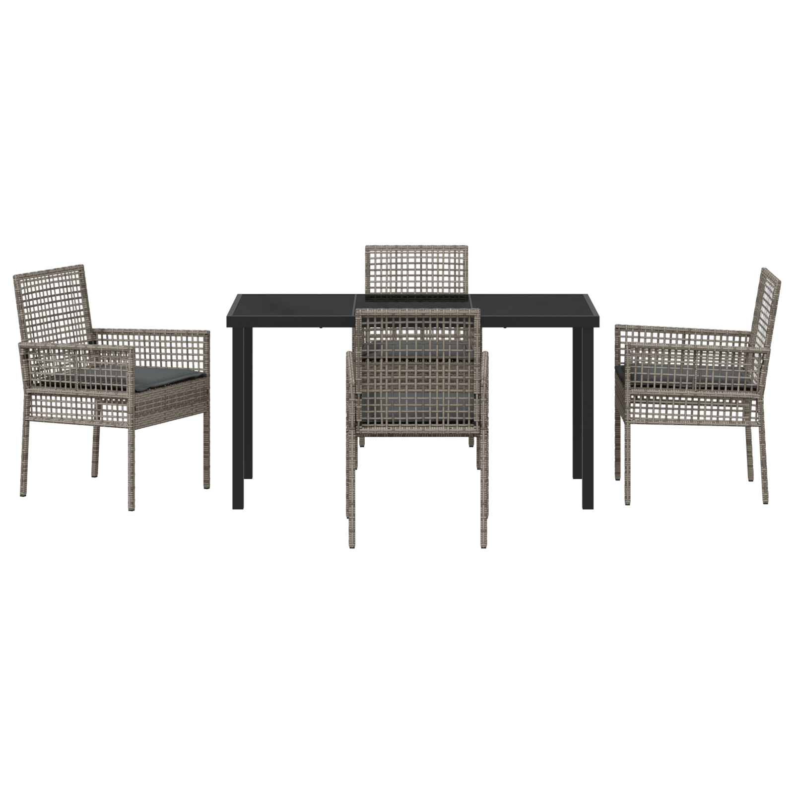 5 части градински комплект за хранене с възглавници сив полиране ратан - Image 7