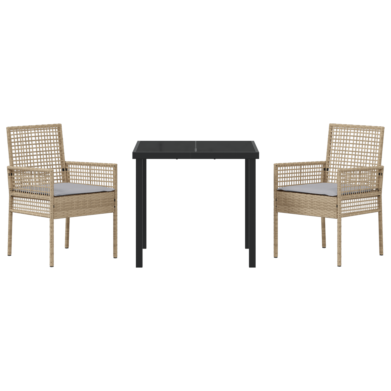 Комплект за хранене в градината с 3 части и възглавници в бежов полиратан - Image 7