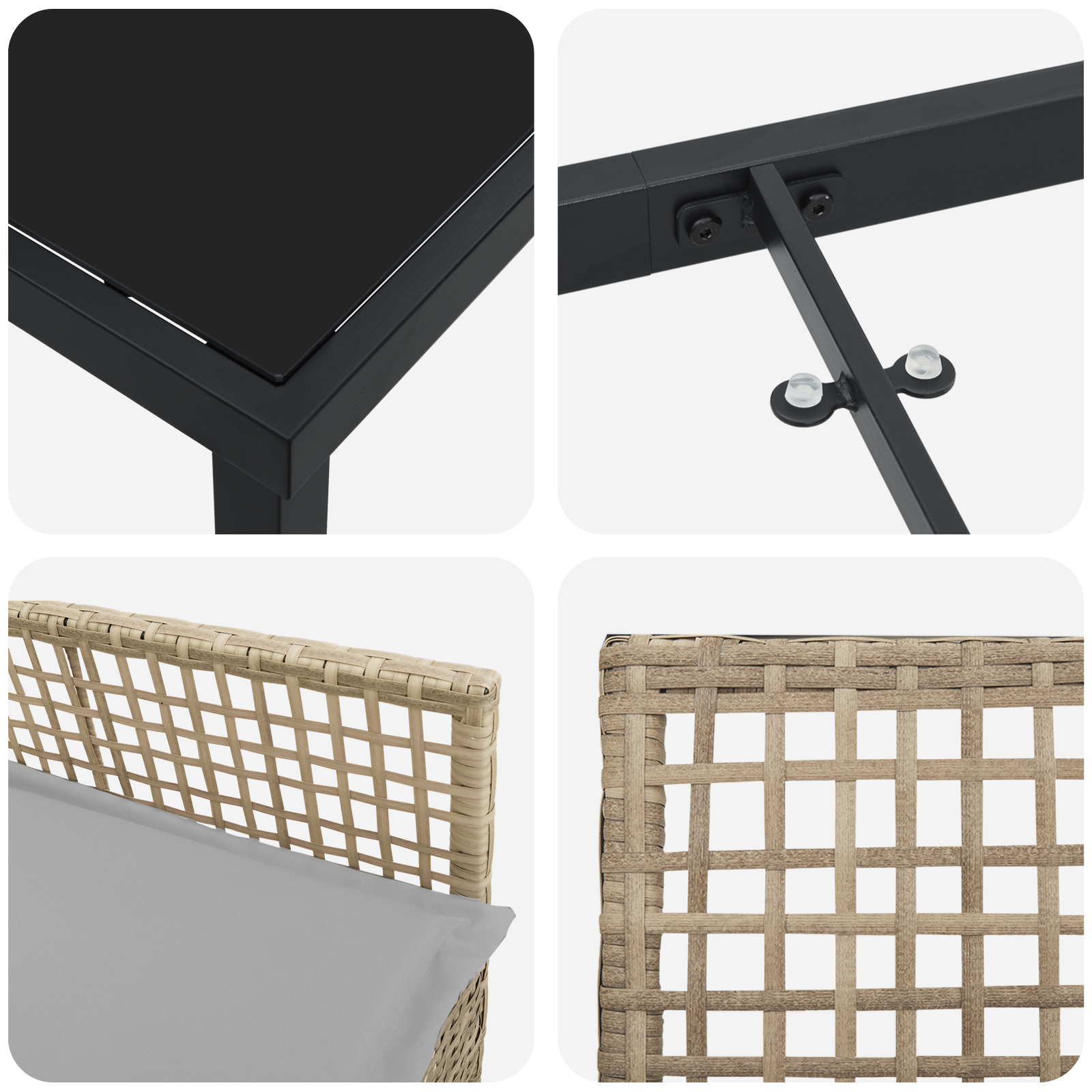 7-частен градински обеден комплект с възглавници бежов полиратан - Image 9