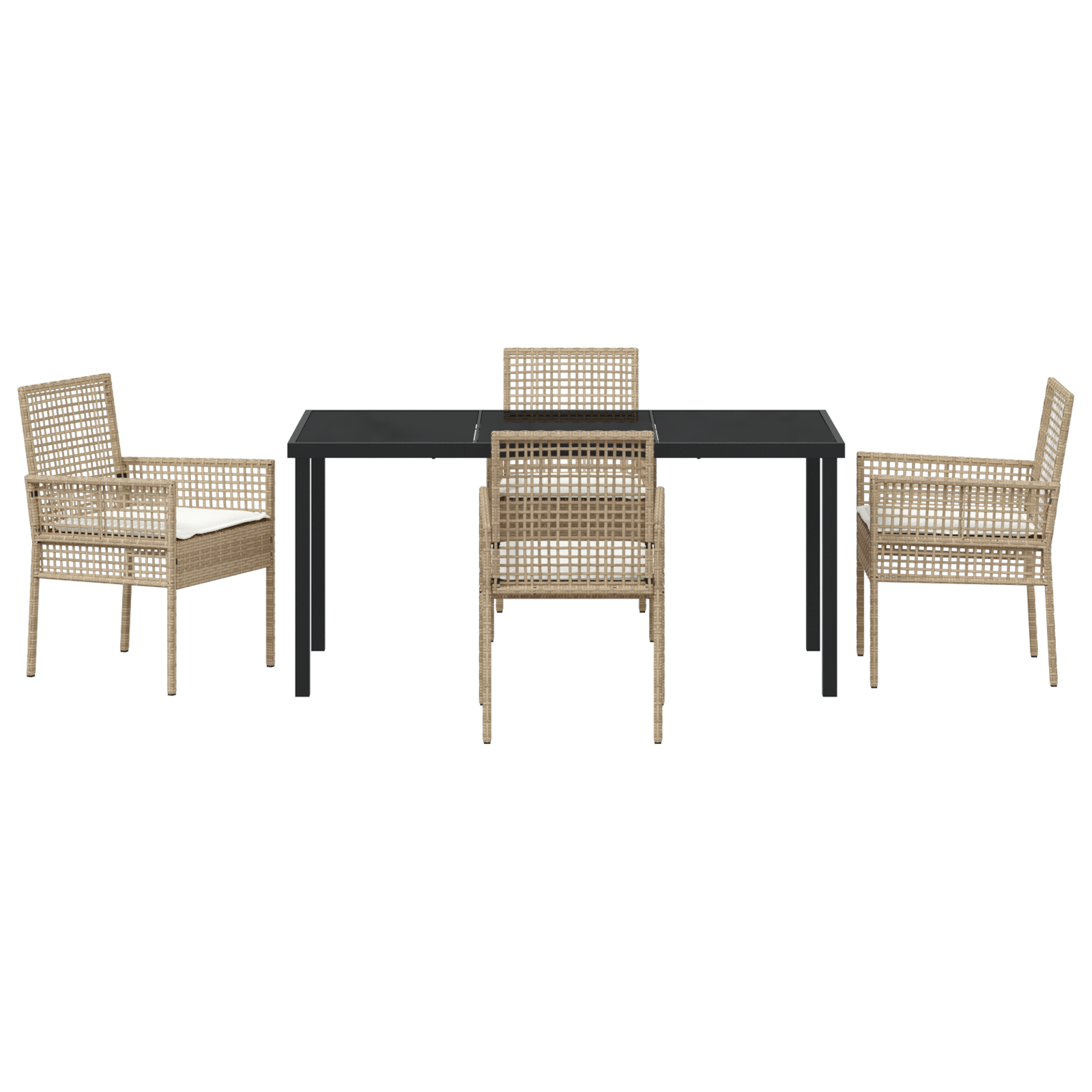 5 части градински трапезен комплект с възглавници Бежов полиране - Image 7