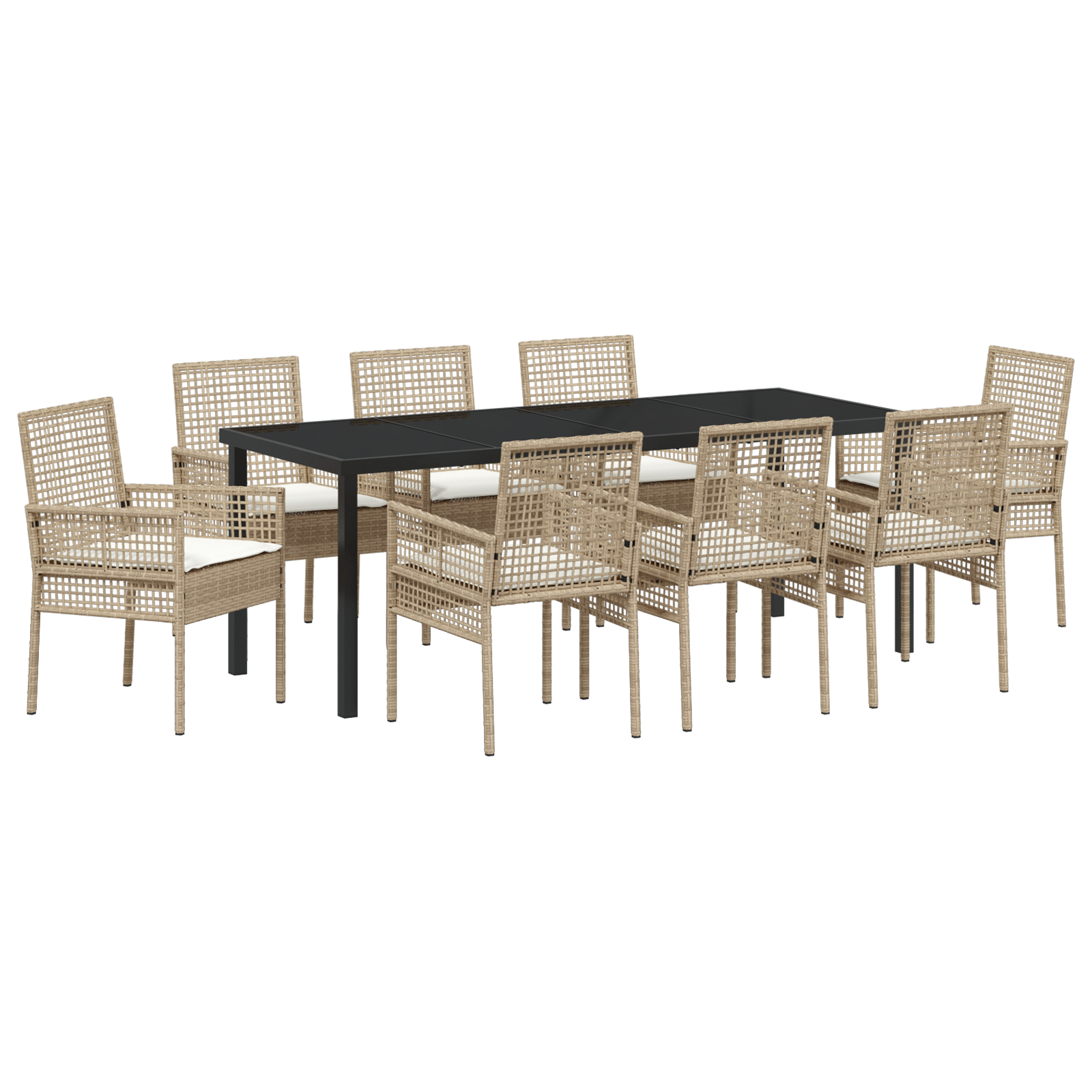 9 части сет за хранене в градината с възглавници Бежов полиратан - Image 2