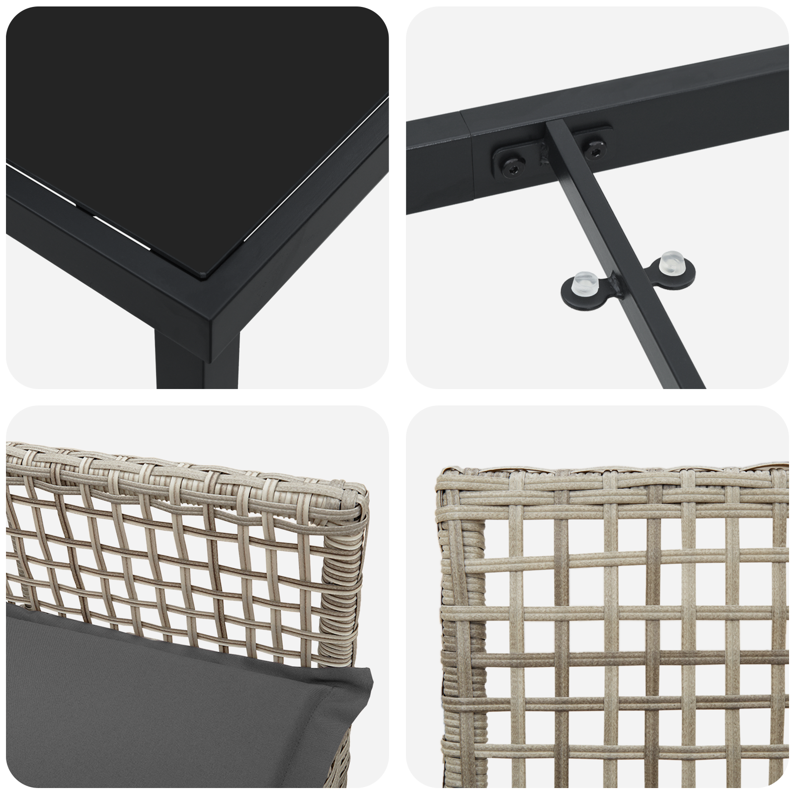 9 частен комплект градинска трапезария с възглавници Светло сиво полиратан - Image 9