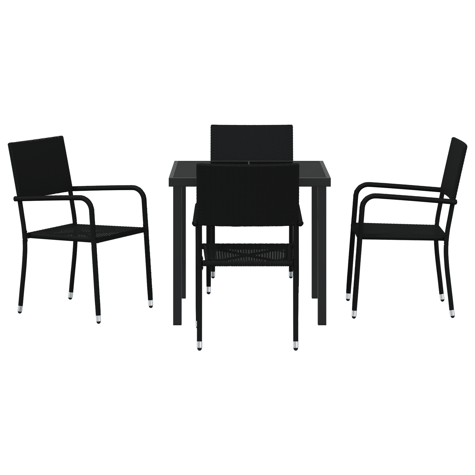 5 частен градински комплект мебели Черен Полиратан - Image 7