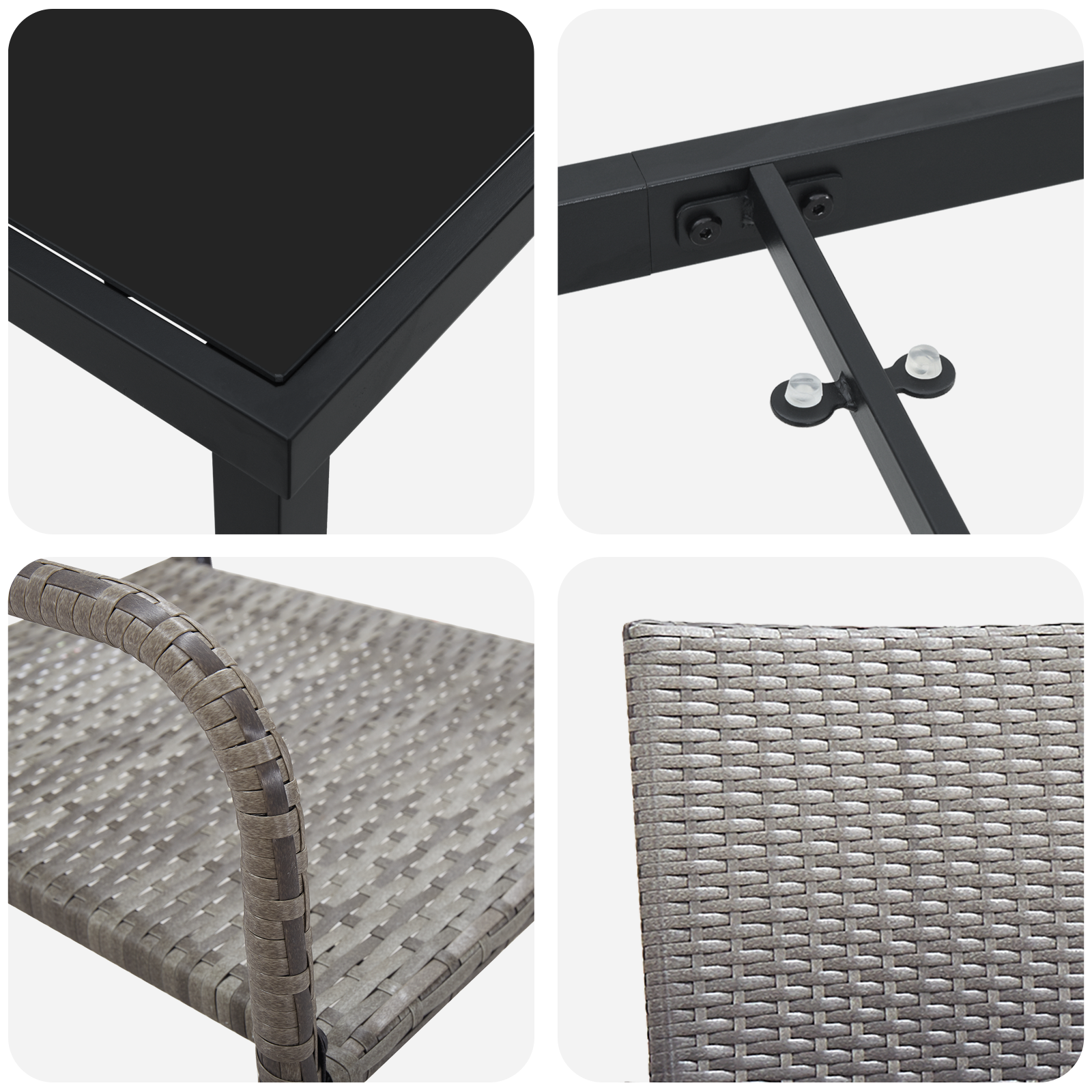 комплект 3 части градински мебели сив полиратан - Image 9