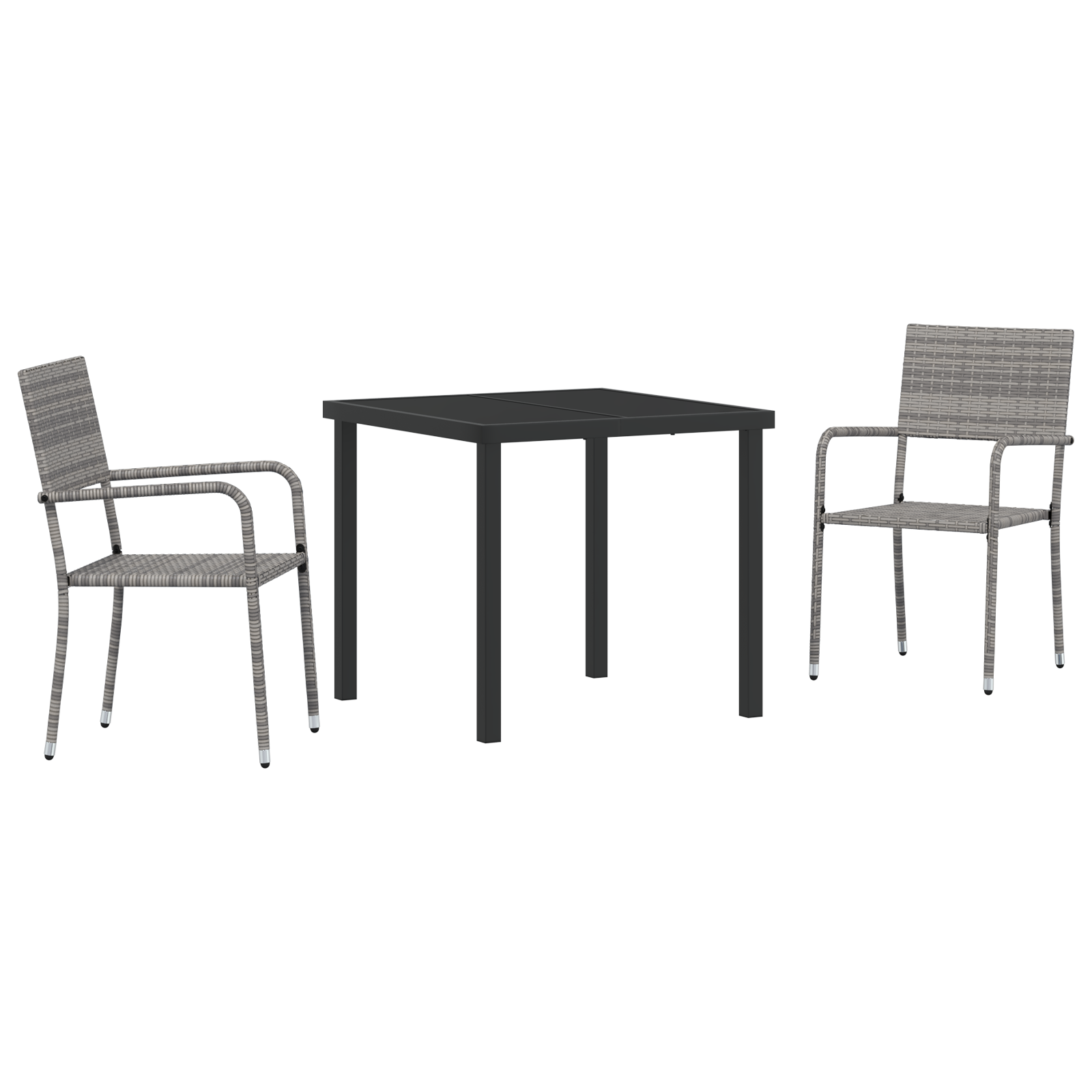 Thumbnail - vidaXL 3-teiliges Gartenmöbel-Set, grau, aus Poly-Rattan