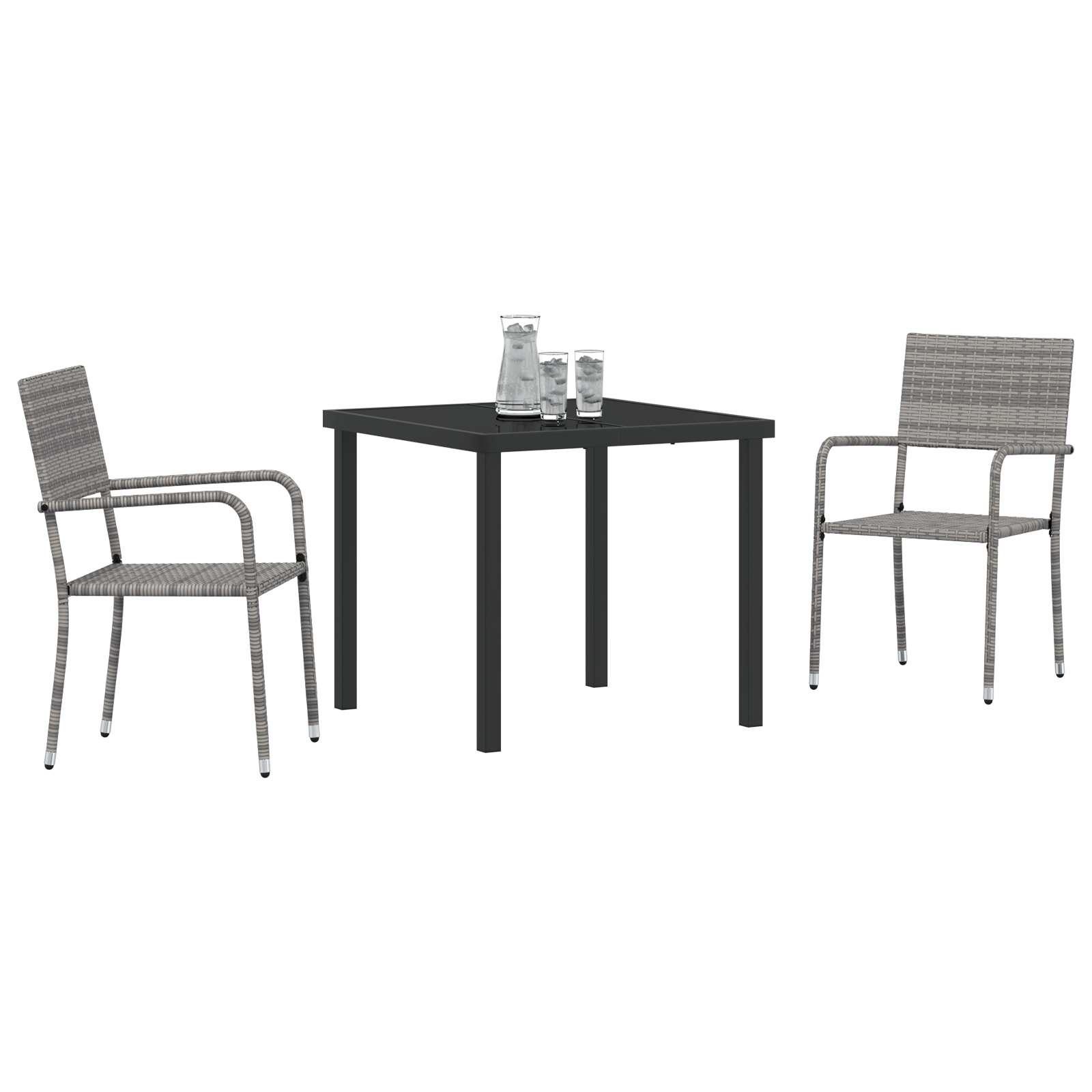 Thumbnail - vidaXL 3-teiliges Gartenmöbel-Set, grau, aus Poly-Rattan