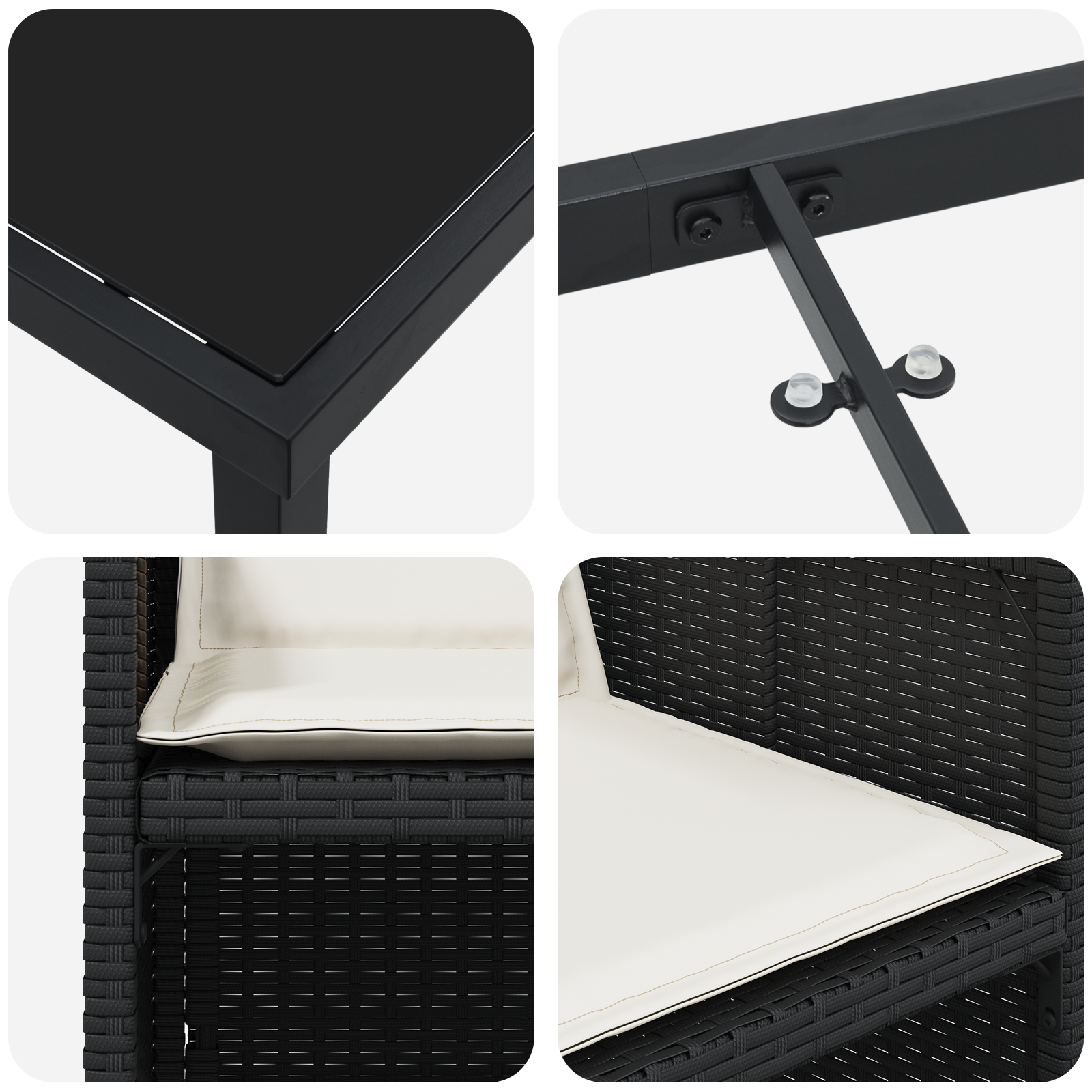 Комплект за хранене в градината от 5 части с възглавници Черен Поли Ратан - Image 9