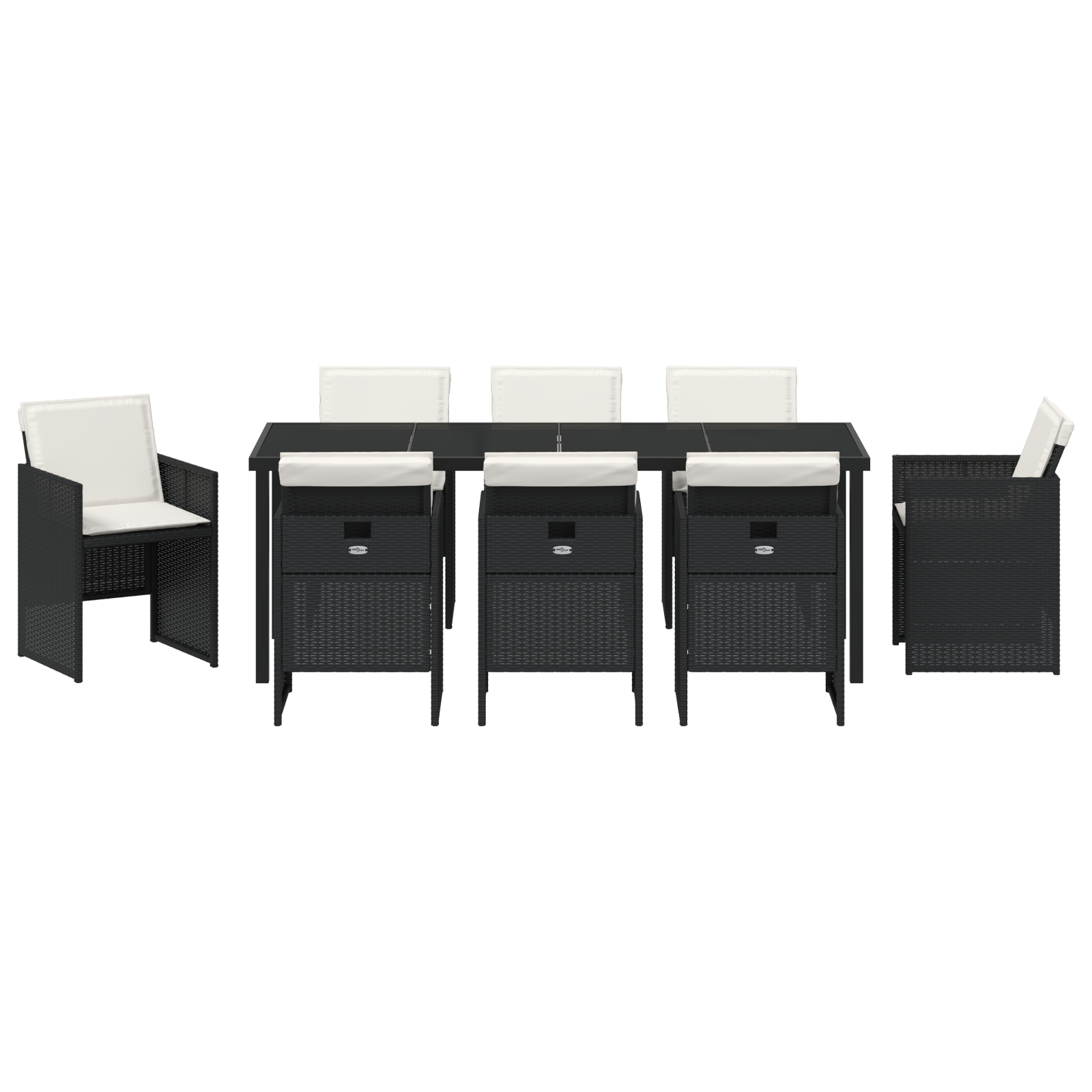 9-частен комплект за хранене с възглавници черен полиратан - Image 7