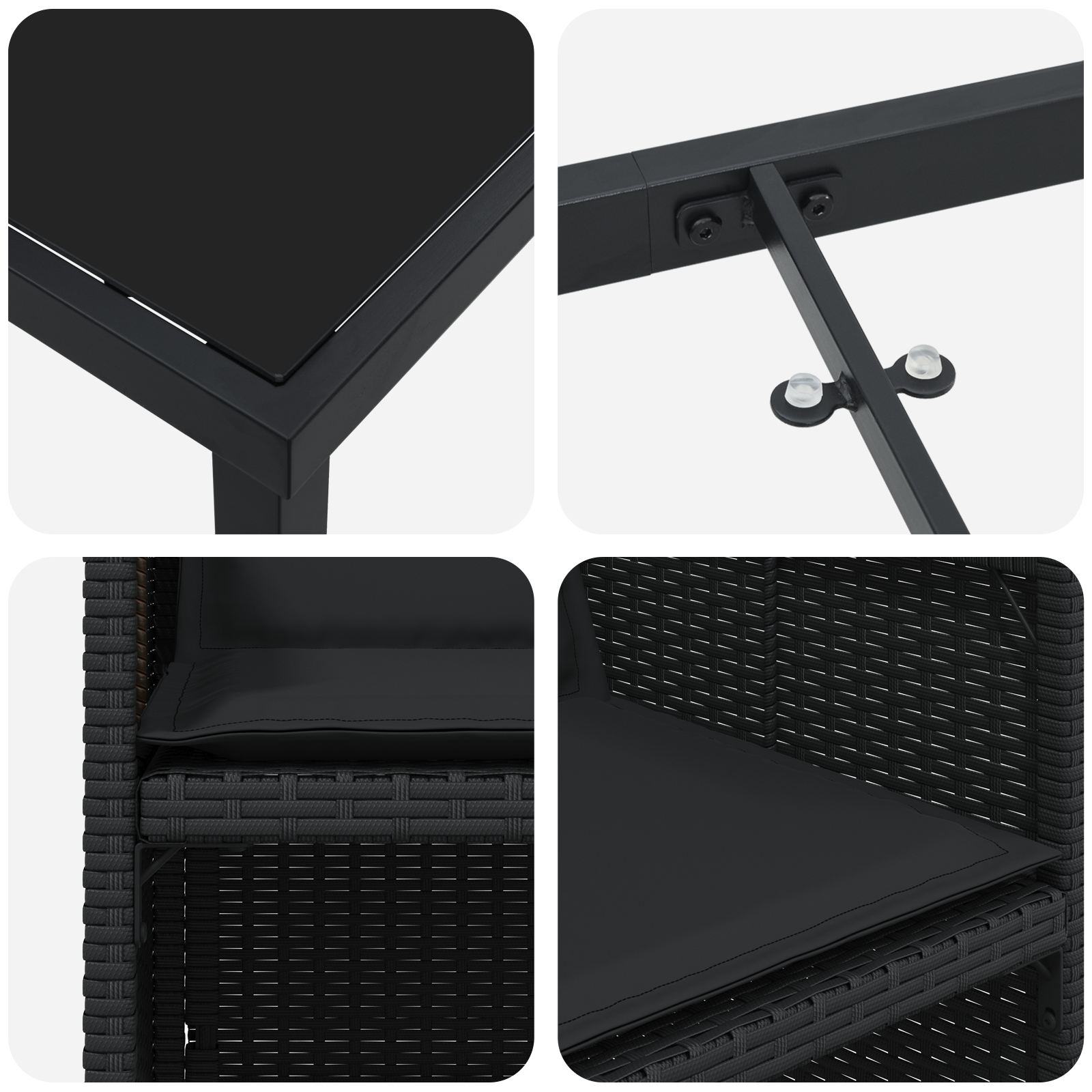 Комплект от 5 части за градинско хранене с възглавници Черен полирата - Image 9