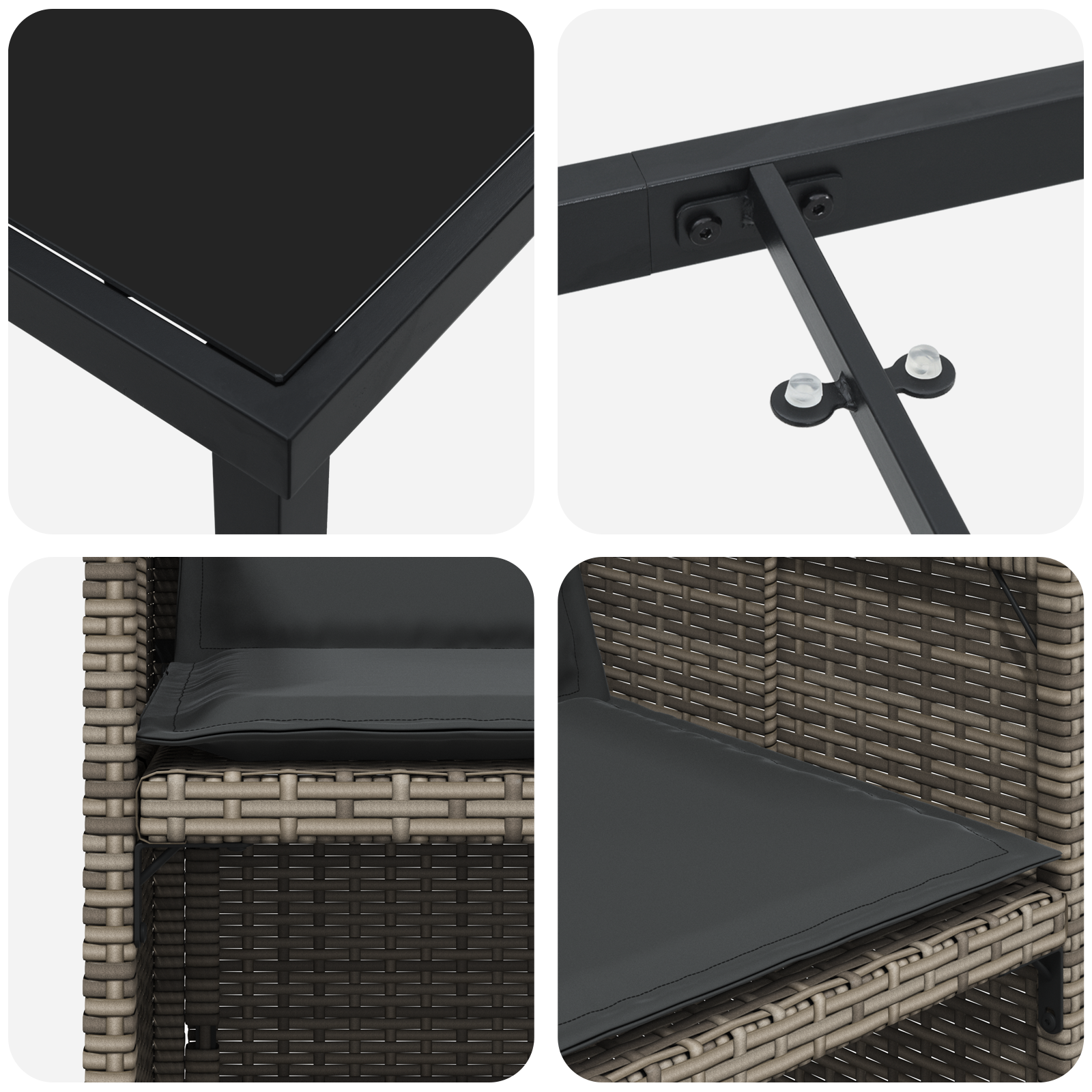 Комплект за градинско хранене  с възглавници Сив полиратаст - Image 9