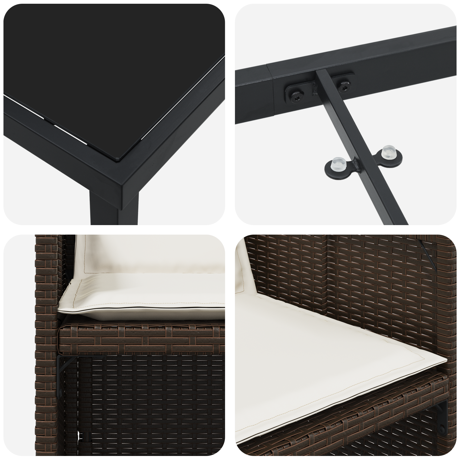 5-частен комплект за хранене в градината с възглавници Кафяв полира - Image 9