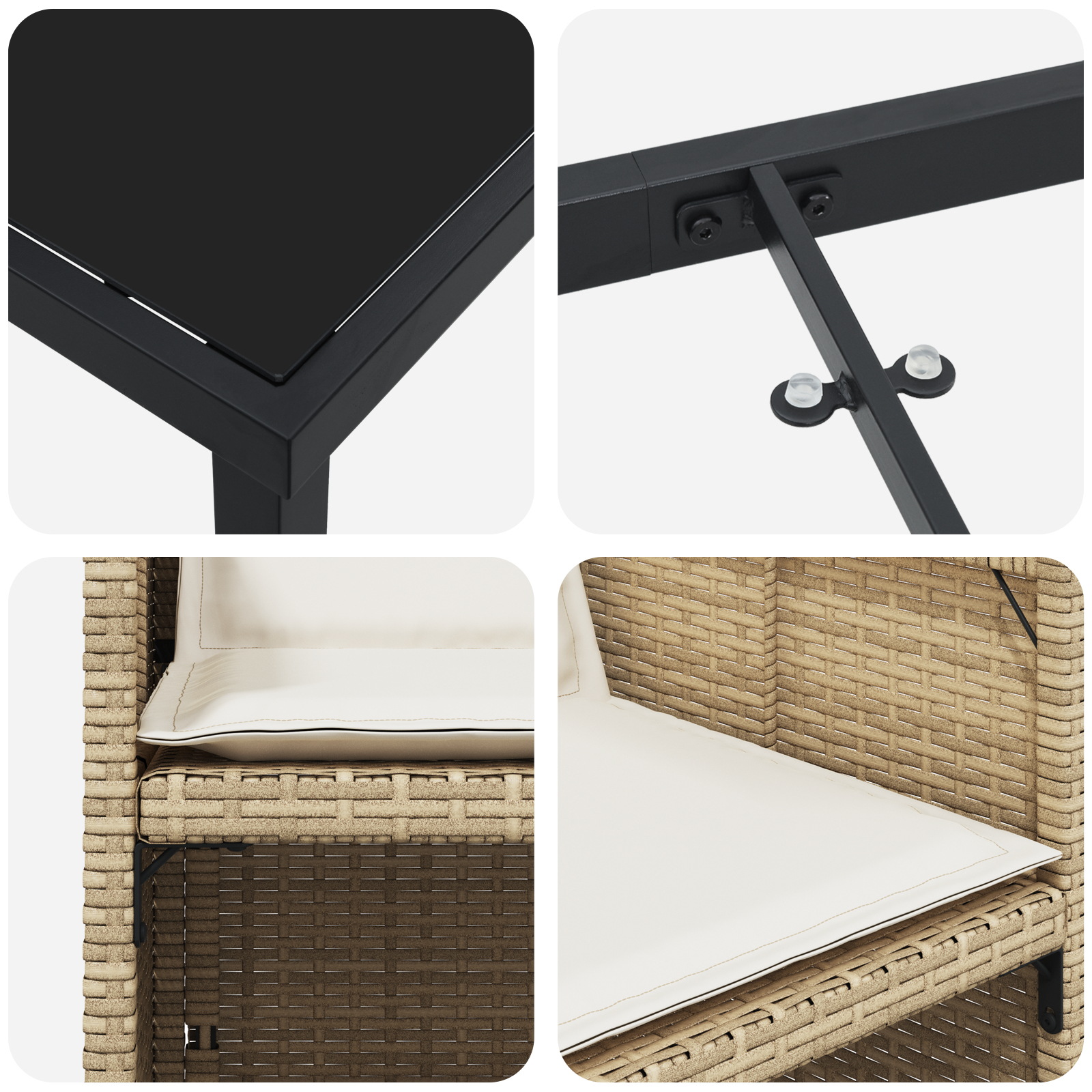 9 части комплект за хранене на градината с възглавници бежов полиратан - Image 9