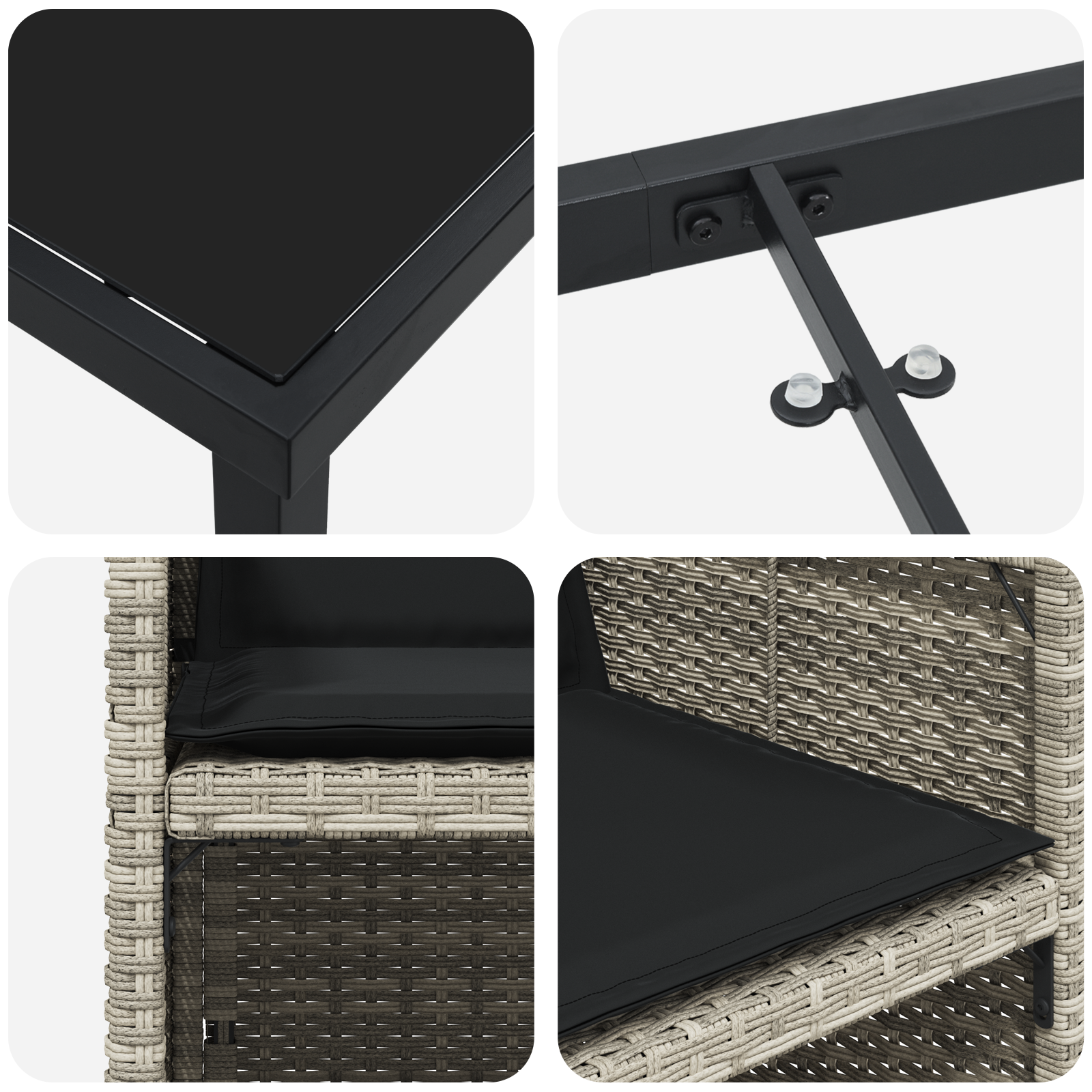 Комплект градинско хранене с възглавници светлосив полиратан - Image 9