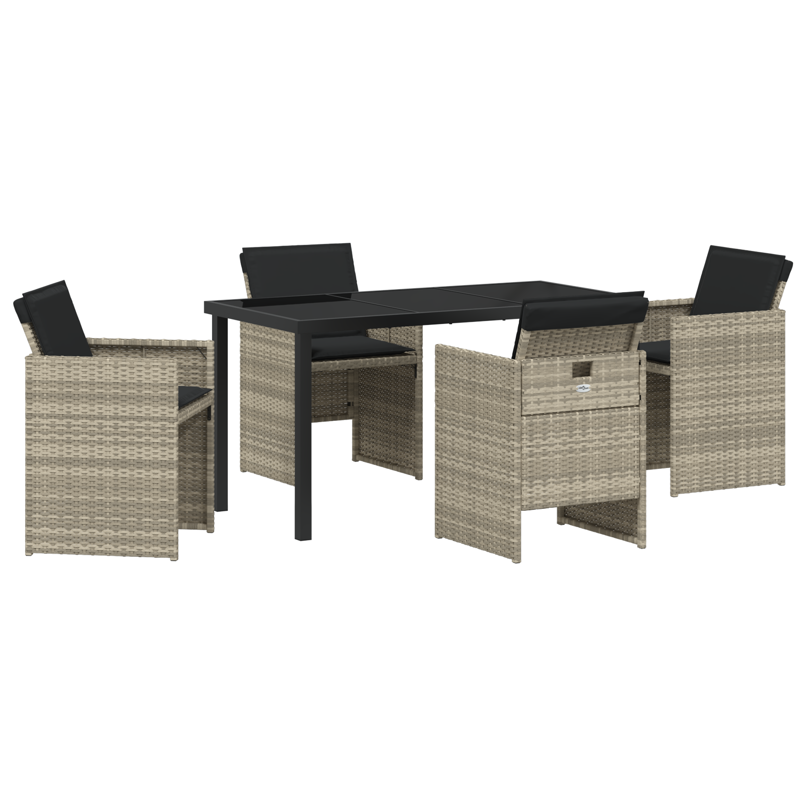 Thumbnail - vidaXL 5-teiliges Garten-Esszimmer-Set mit Kissen in Hellgrau aus Poly-Rattan