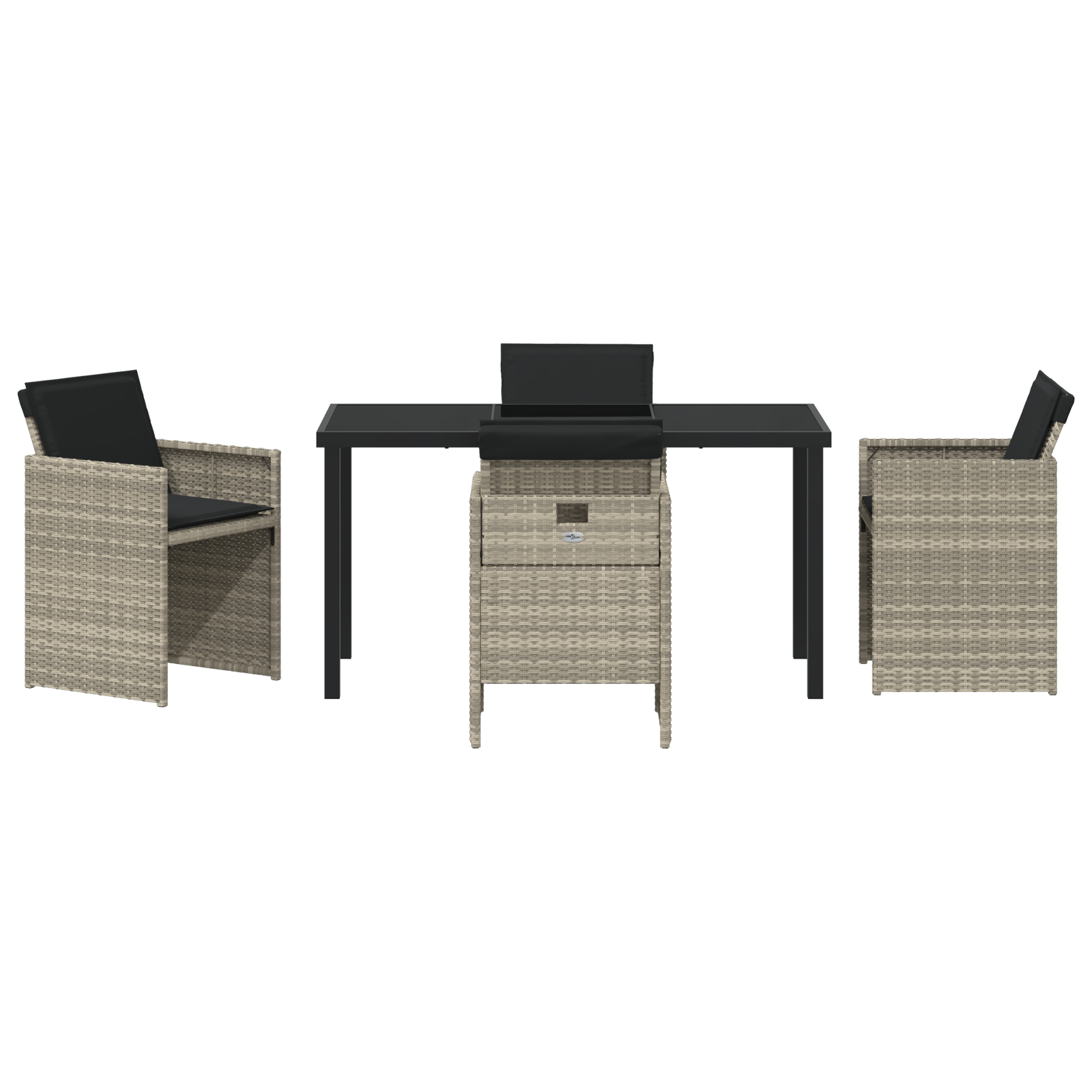 5 Piece Garden Dining Set with Cushions Light Grey Poly Rattan - Image 7