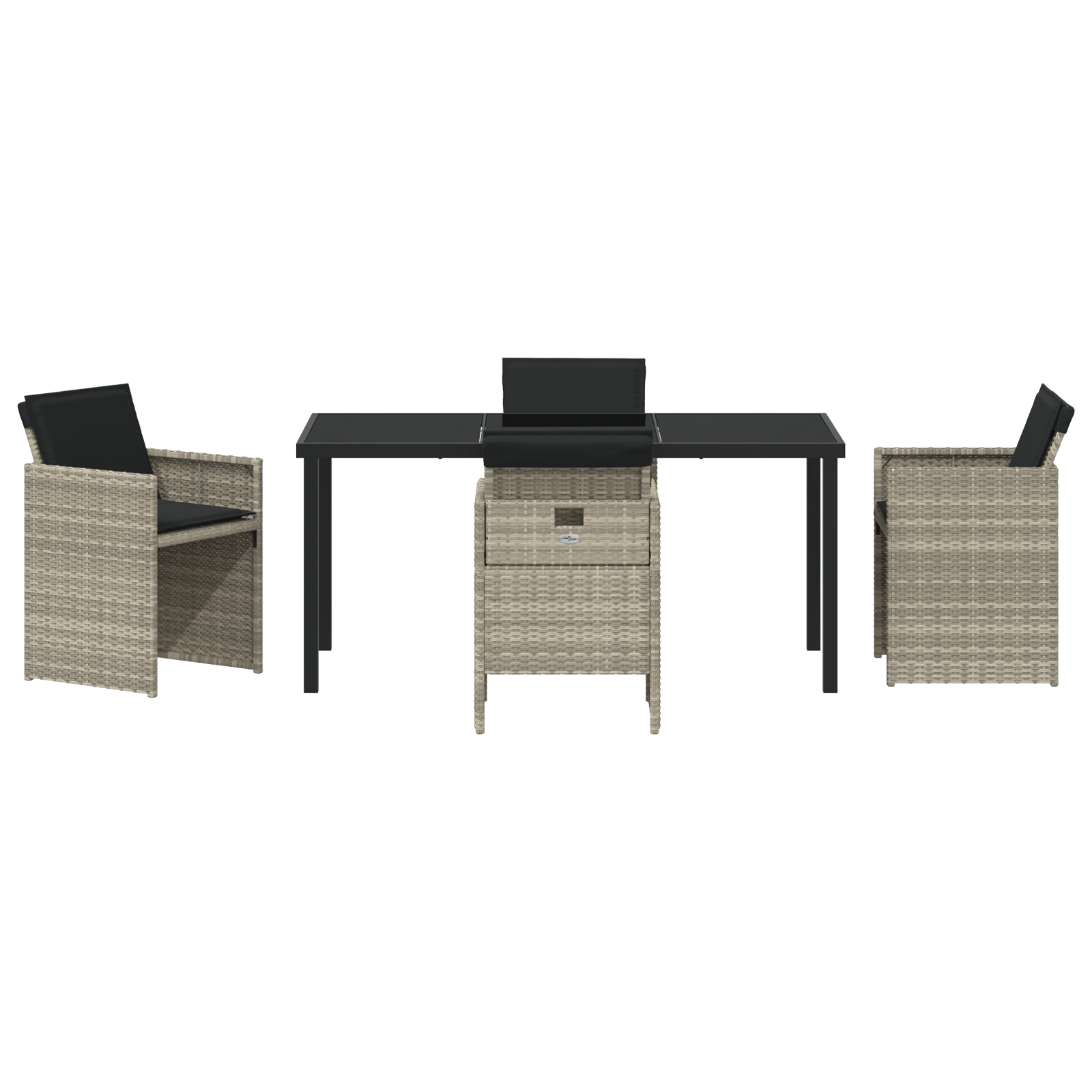 5 Piece Garden Dining Set with Cushions Light Grey Poly Rattan - Image 7
