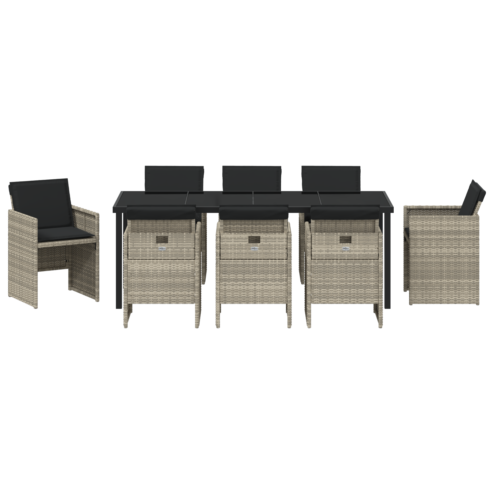 9-частен комплект за хранене в градината с възглавници Светлосив полиратан - Image 7